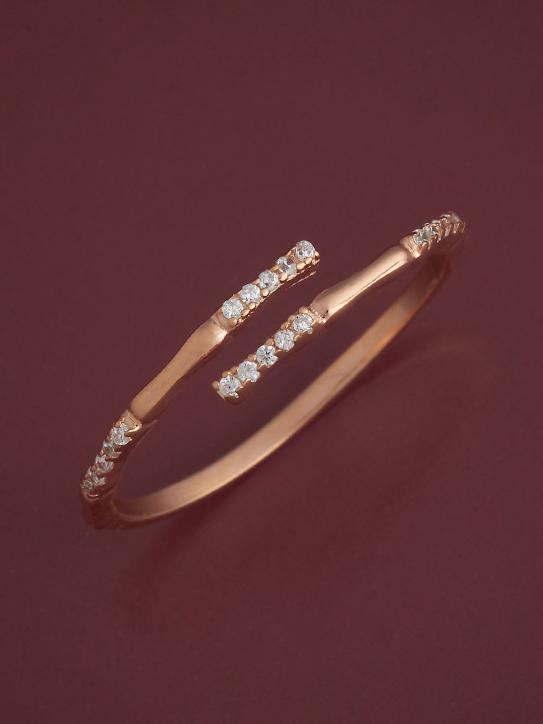 

Kushal's Fashion Jewellery 92.5 Silver Rose Gold-Plated CZ Temple Finger Ring