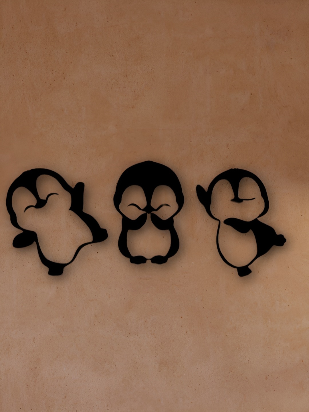 

Loops n knots Black 3 Pieces Wooden Penguin Wall Decors