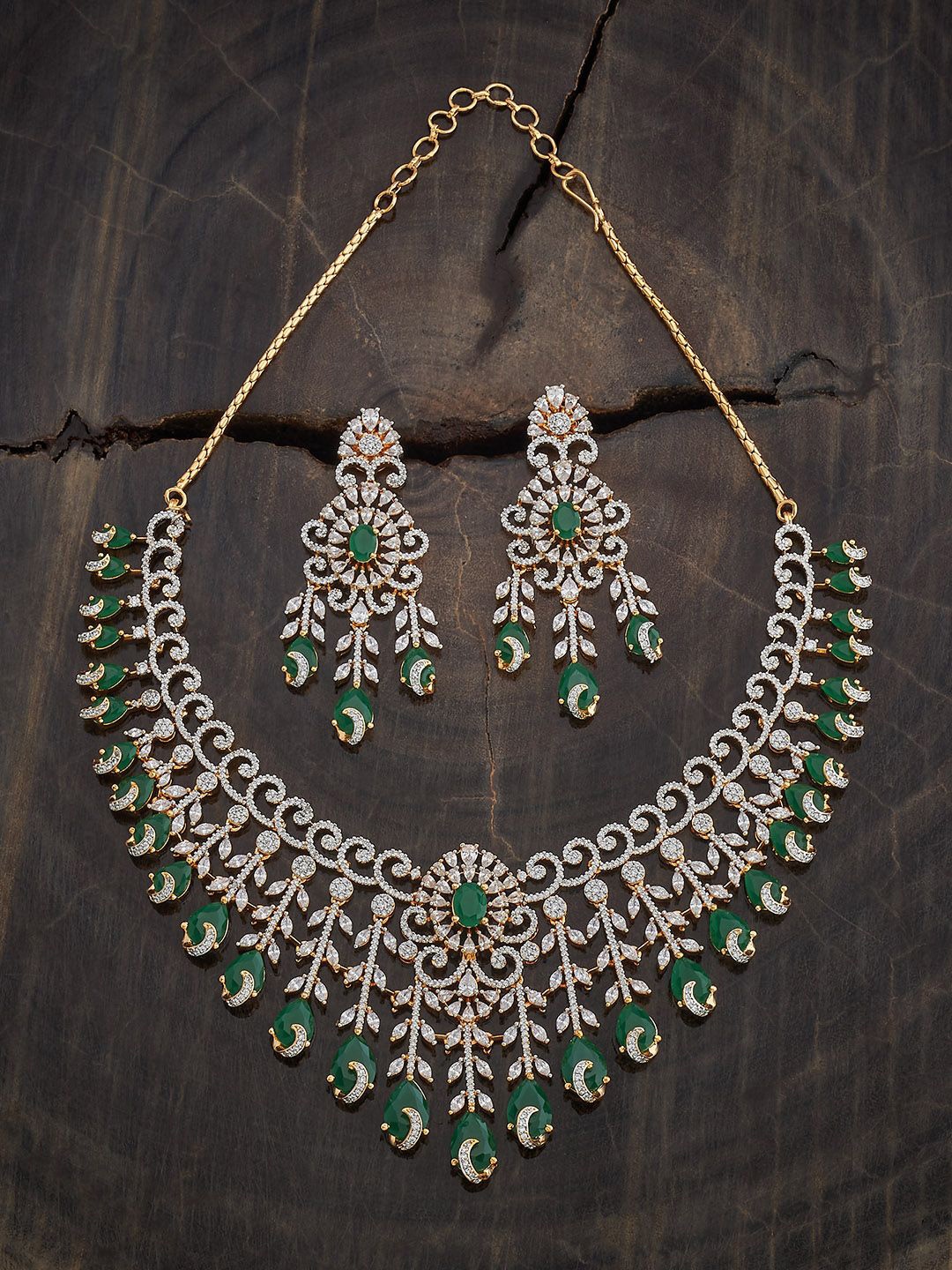 

Kushal's Fashion Jewellery Gold-Plated Cubic Zirconia-Studded Jewellery Set