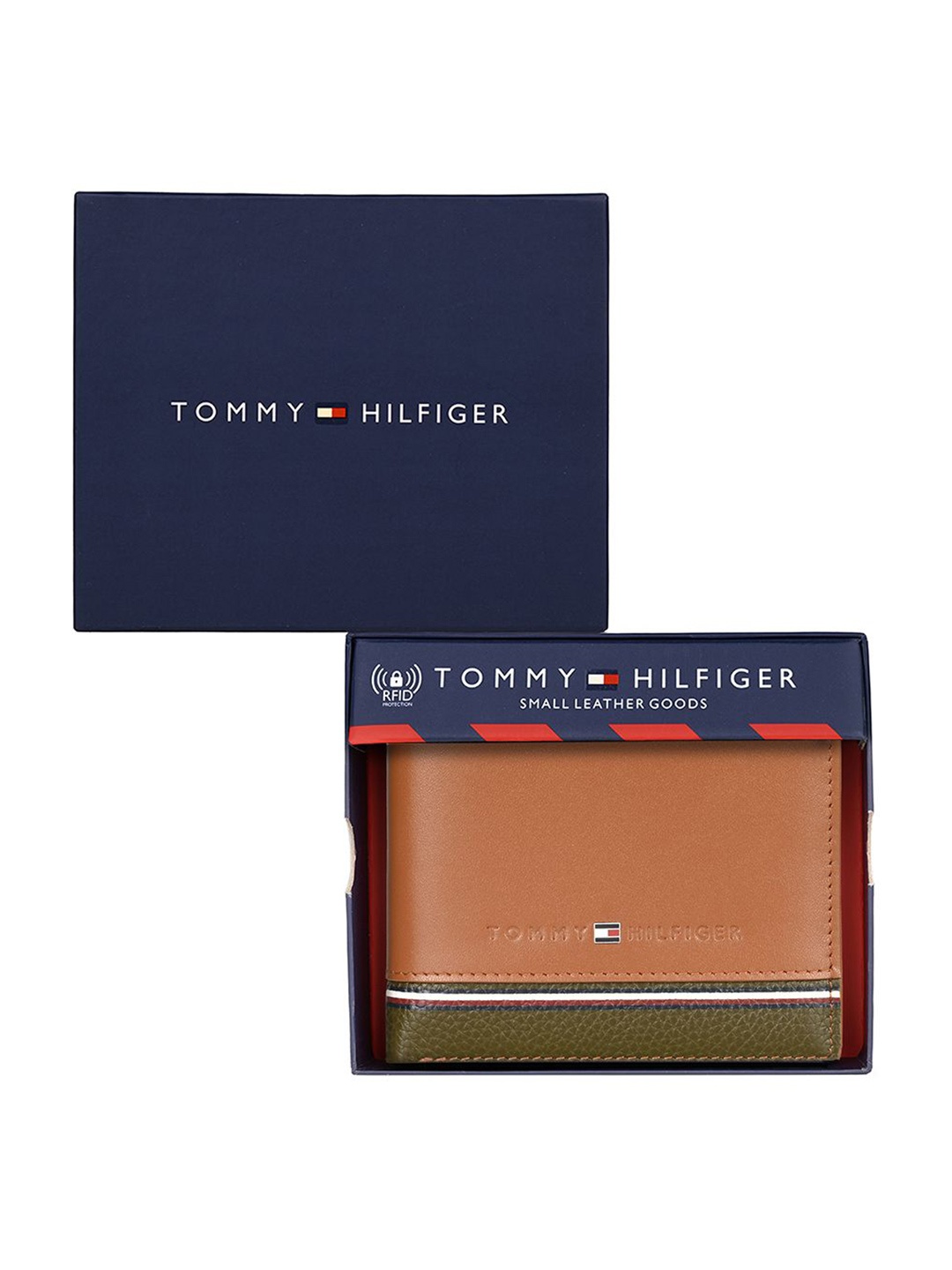 

Tommy Hilfiger Men Colourblocked RFID Protected Leather Two Fold Wallet, Tan