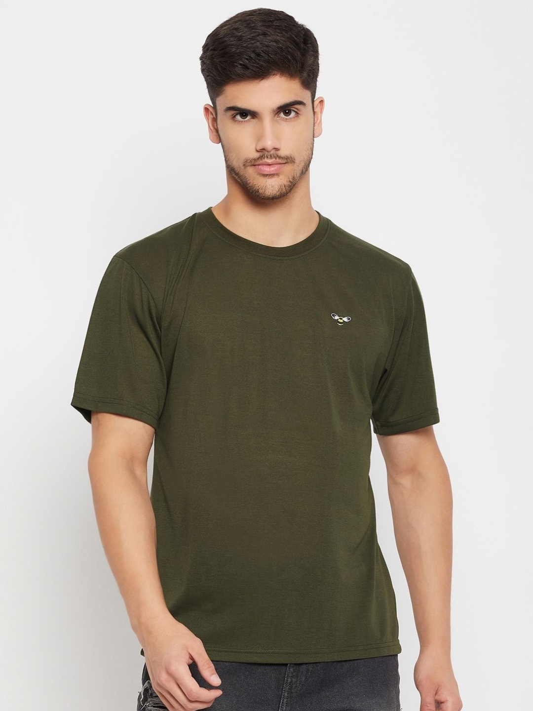 

AUXAMIS Men Printed Pockets T-shirt, Olive