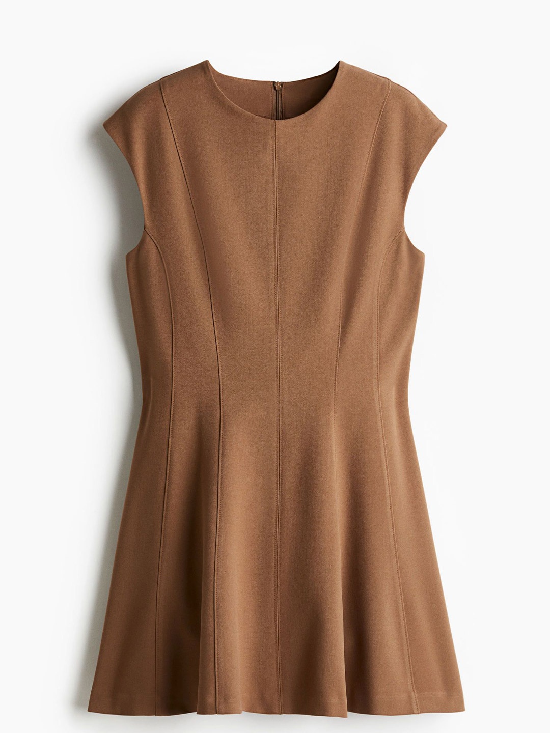 

H&M Flared-Skirt Twill Dress, Beige