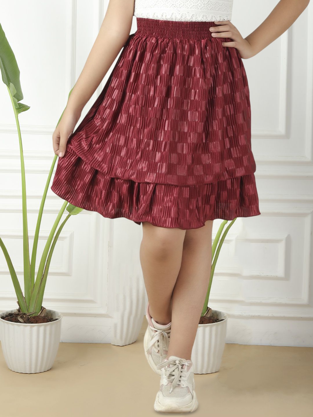 

Ishti Girls Knee-Length Flared Skirt, Maroon