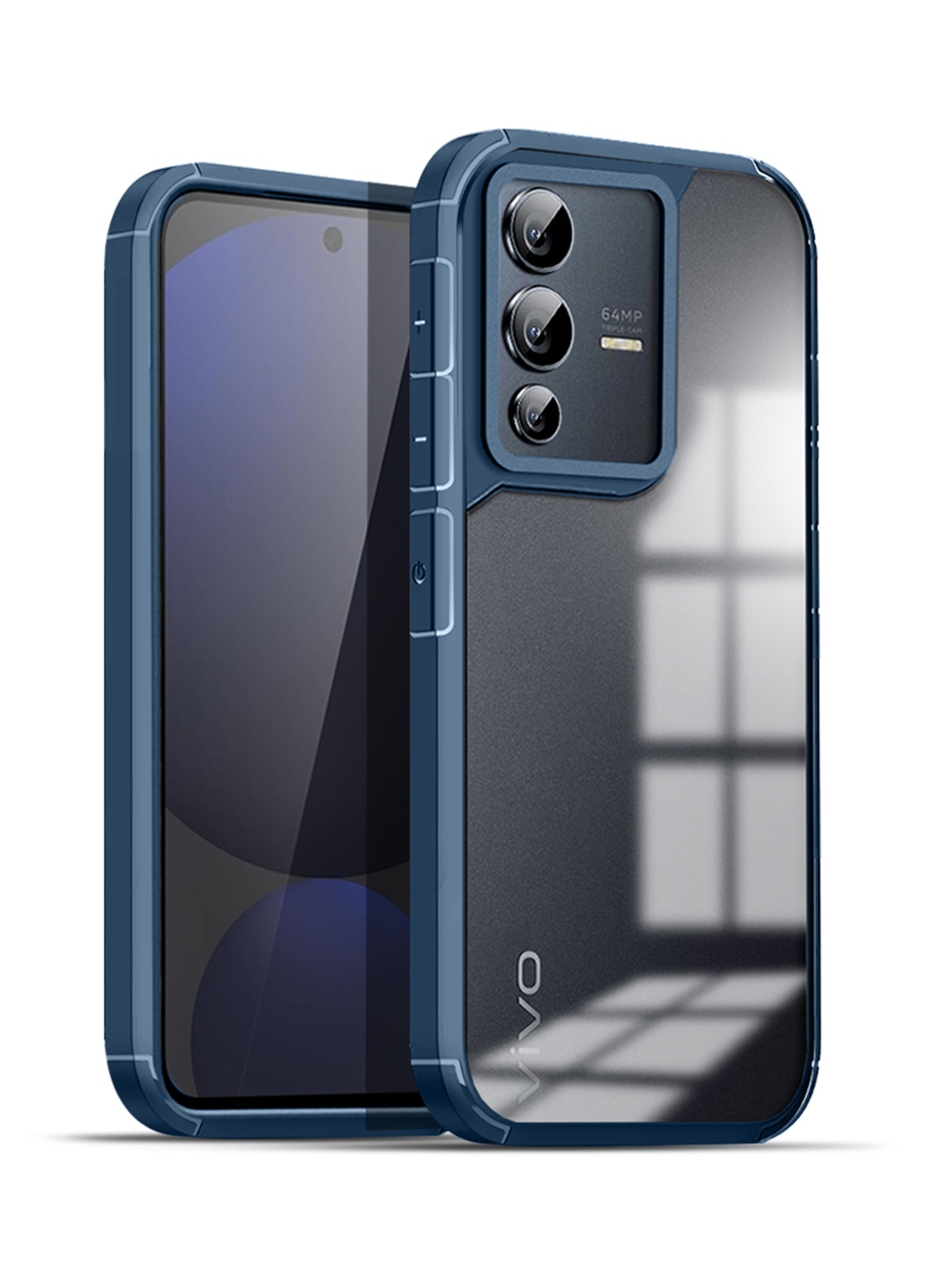 

Karwan Solid Vivo V23 Shockproof Bumper Back Case, Blue