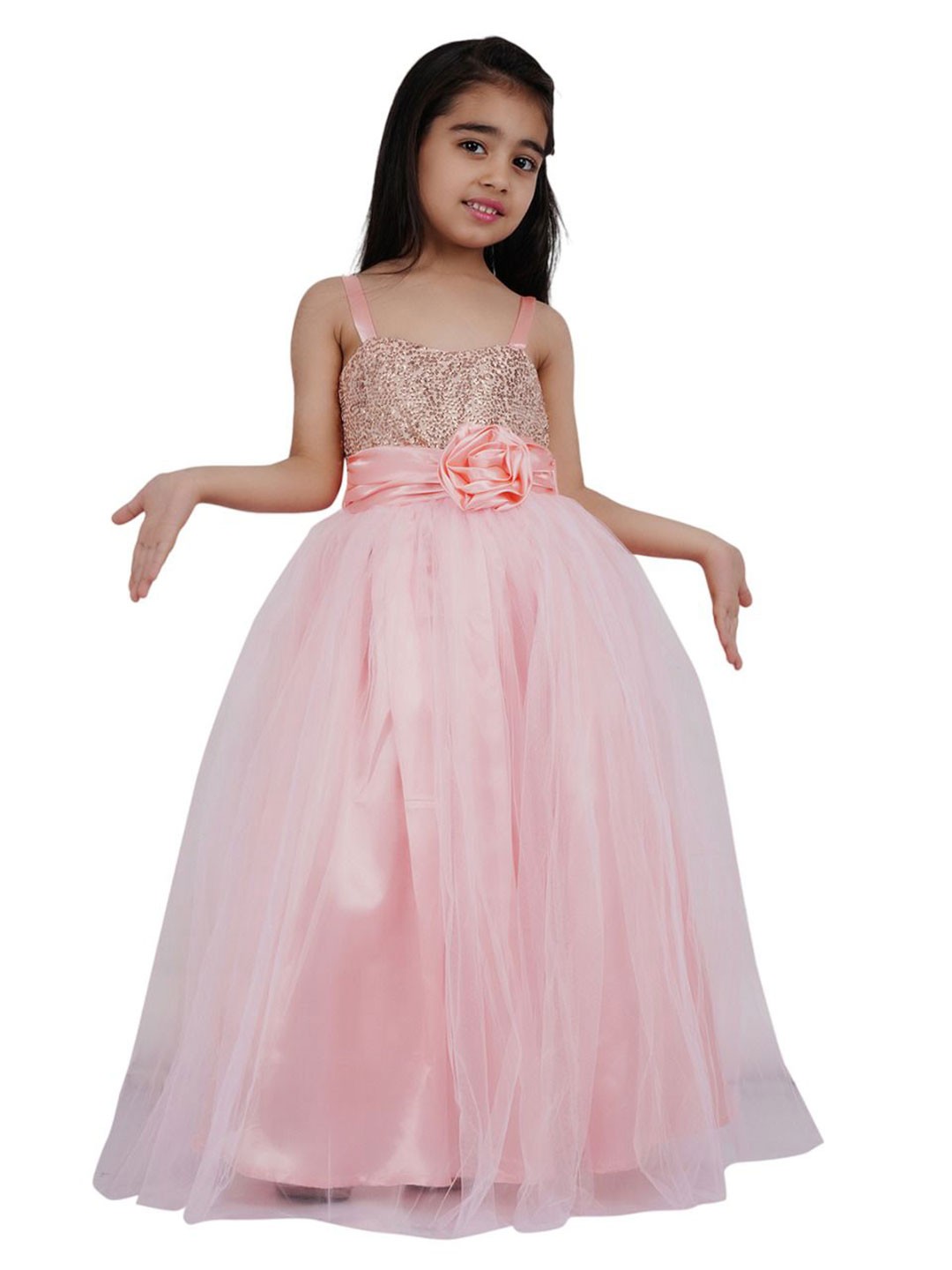 

Wow Princess Net A-Line Maxi Dress, Peach