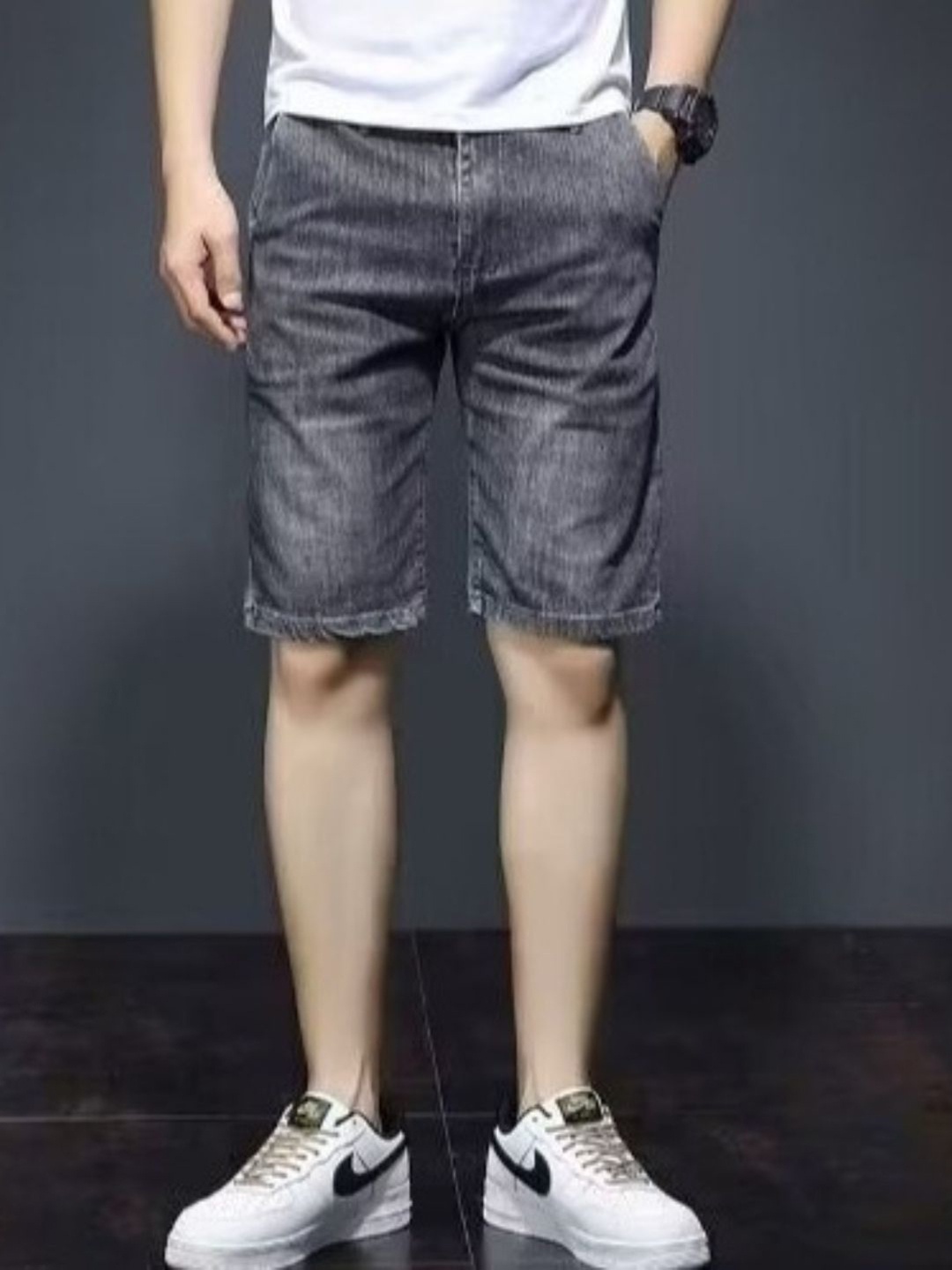 

HERE&NOW Men Denim Shorts, Grey