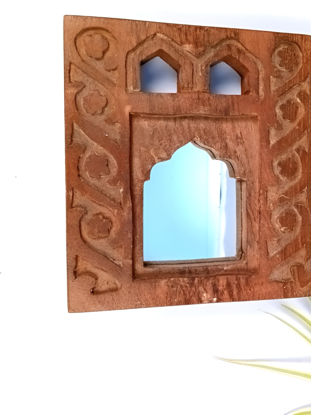 

apka mart Brown Wooden Wall Hanging Jharoka Mirror