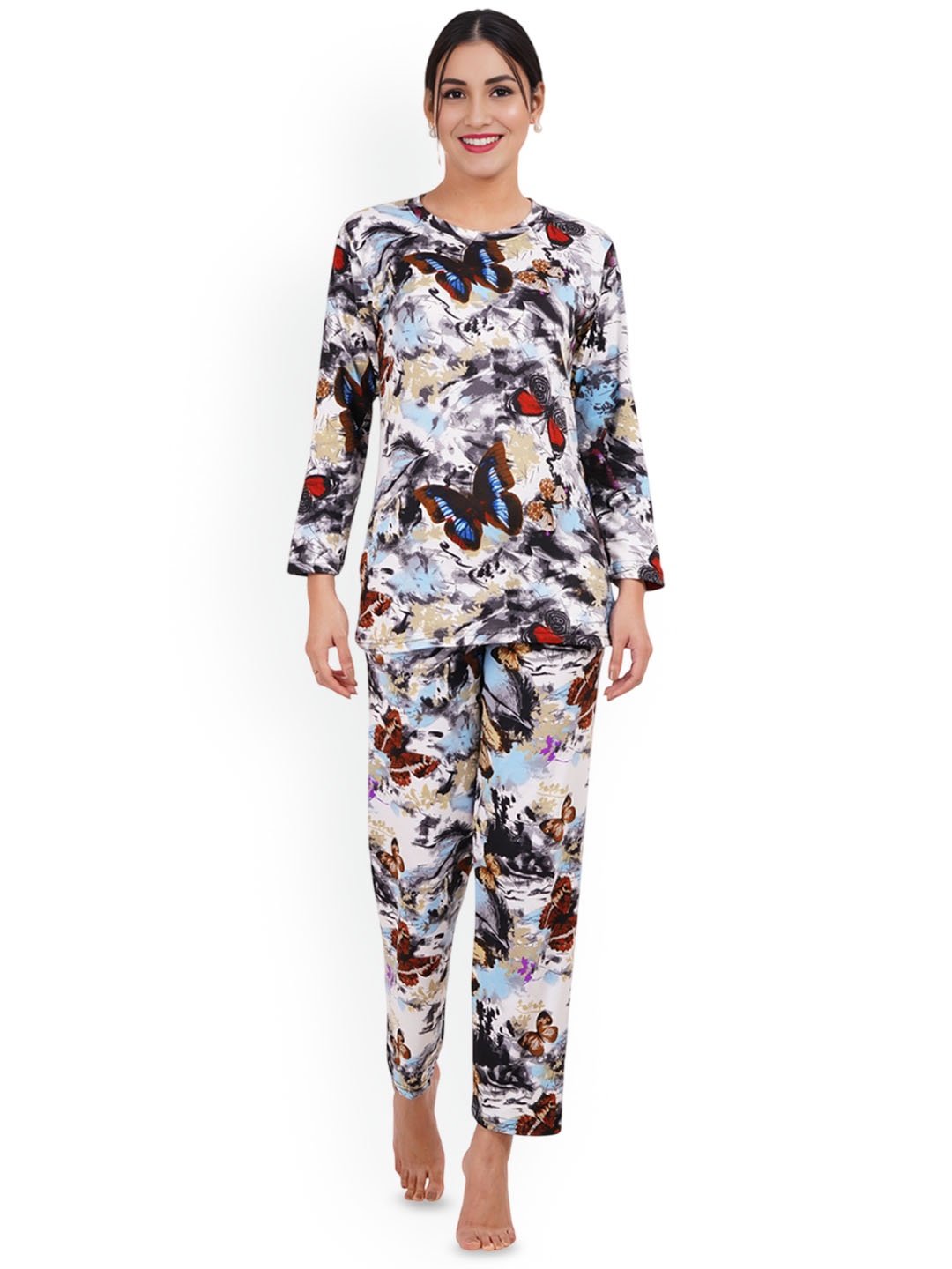 

Liigne Women Printed Night suit, Grey