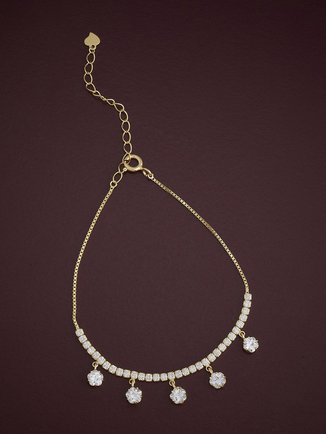 

Kushal's Fashion Jewellery Women 92.5 Sterling Silver Gold-Plated CZ Link Bracelet