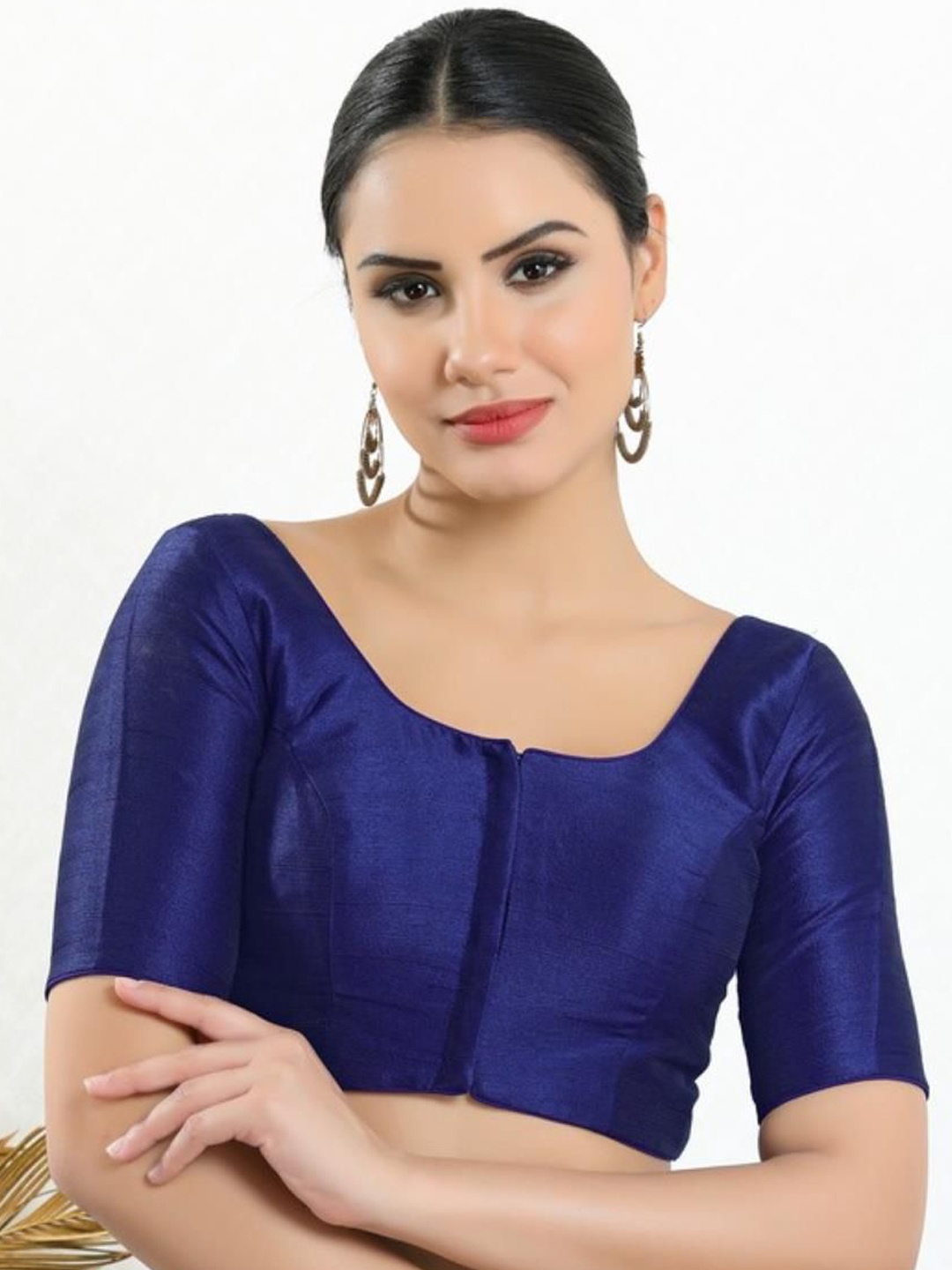 

Mmore Padded Saree Blouse, Navy blue