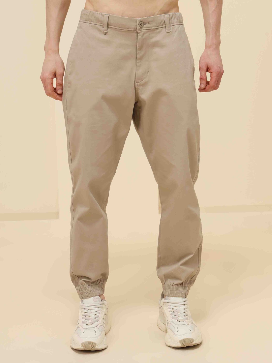 

XABIRI Men Cotton Slim Fit Joggers Trousers, Beige