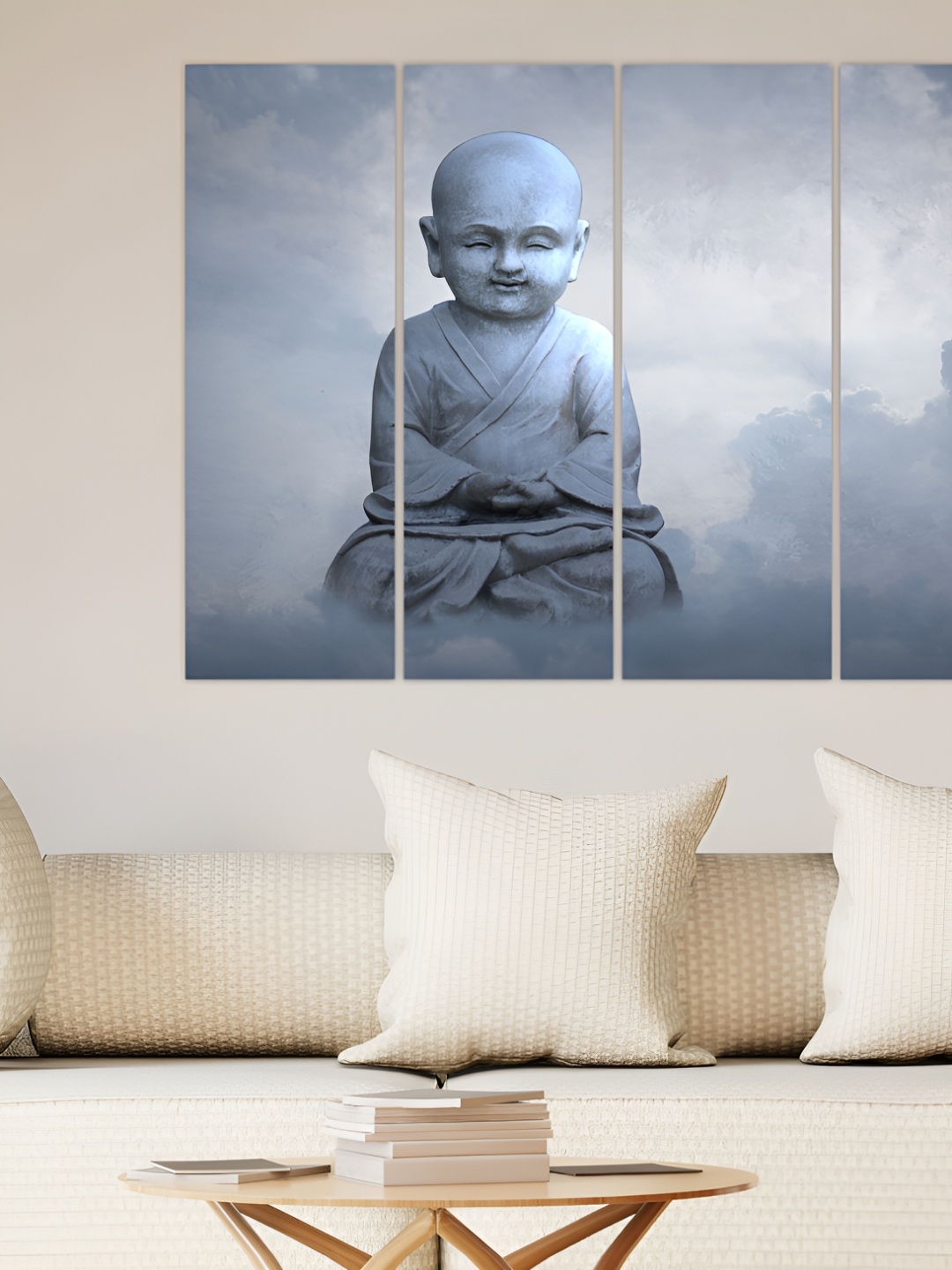 

Inephos Grey & White 4 Pieces Canvas Religious Wall Paintings