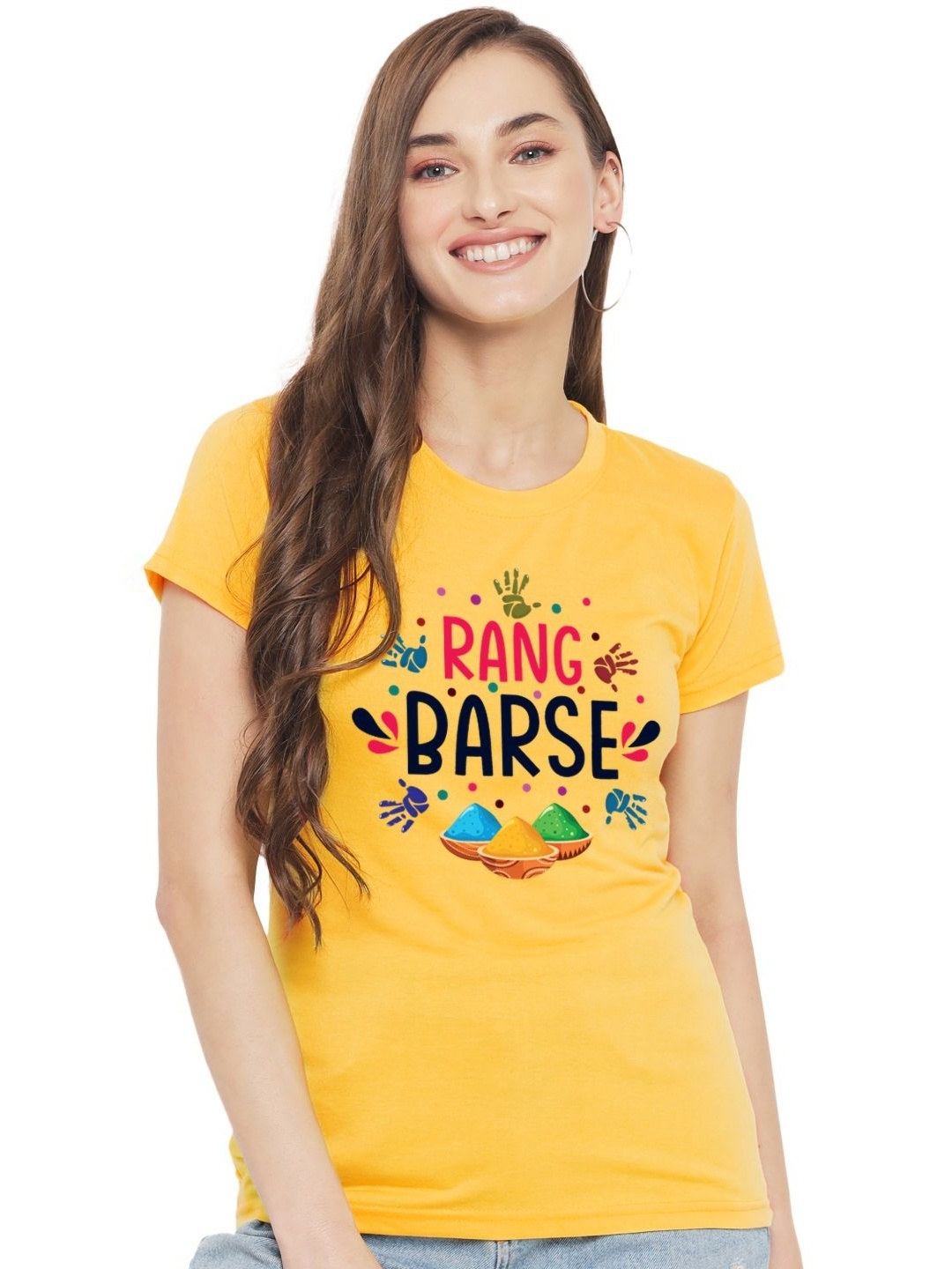 

FFLIRTYGO Women Graphic Printed Round Neck Cotton T-shirt, Yellow