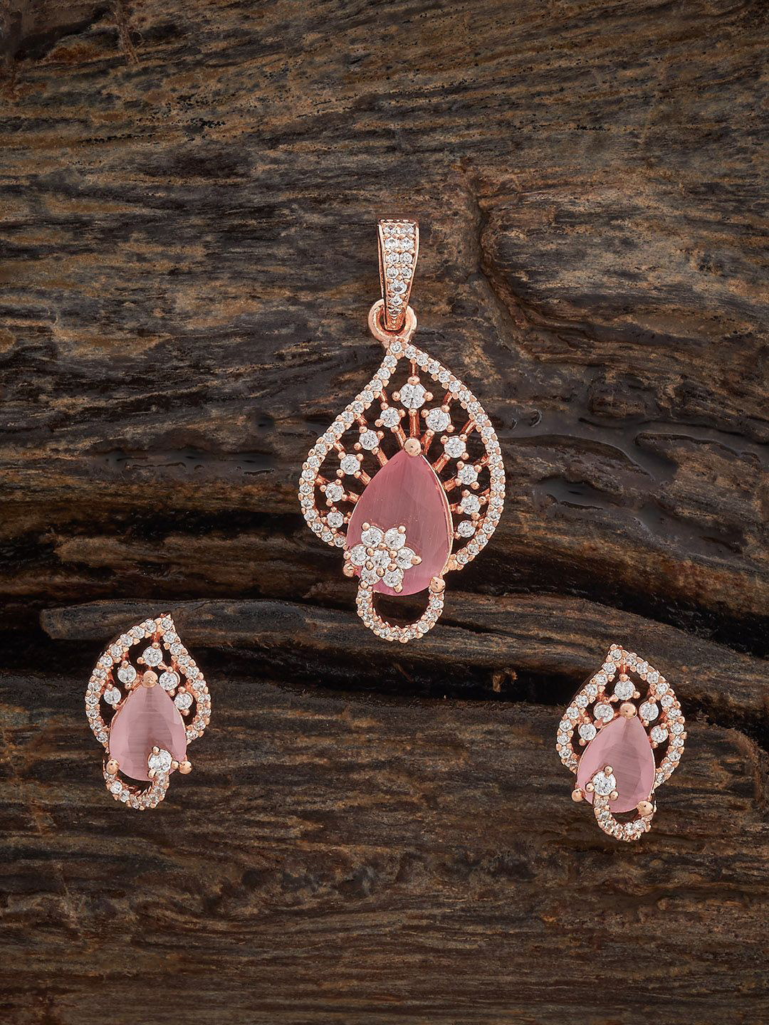 

Kushal's Fashion Jewellery Rose Gold-Plated Cubic Zirconia-Studded Jewellery Set