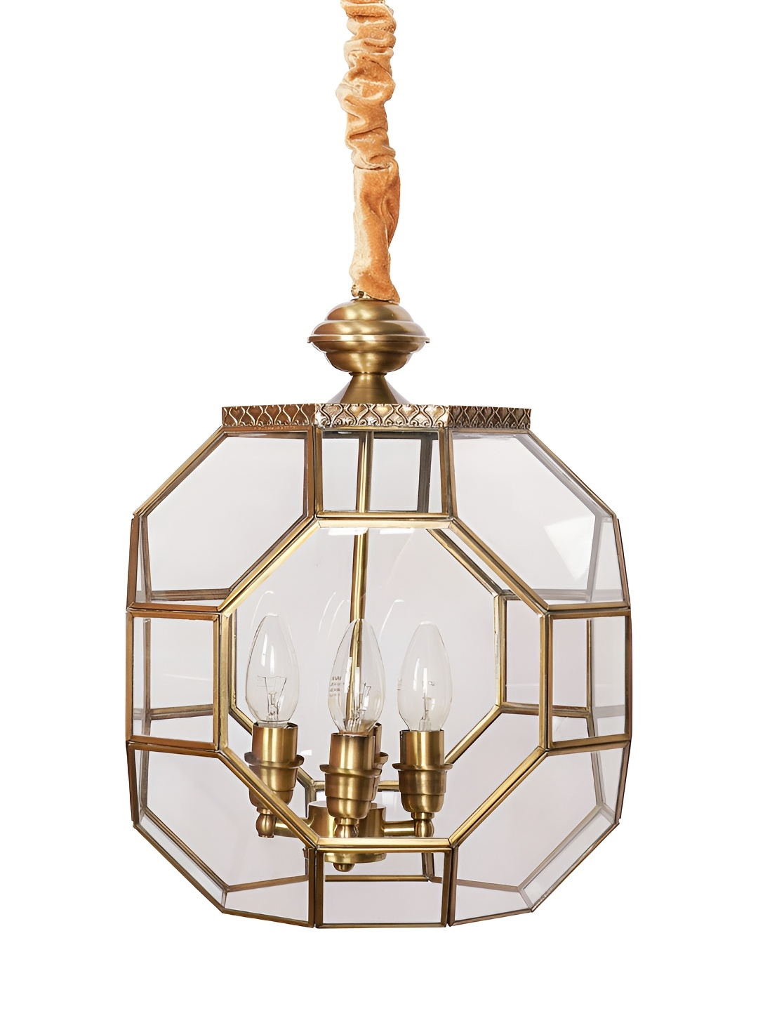 

Fos Lighting Gold-Toned & Transparent Glass 4 Light Pendant Ceiling Lamp