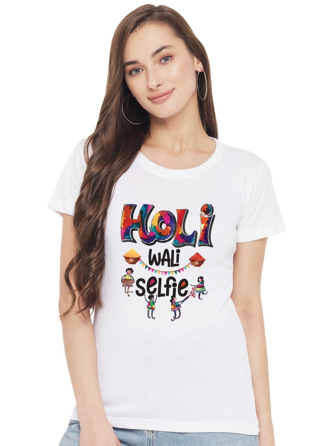 

FFLIRTYGO Women Graphic Printed Round Neck Cotton T-shirt, White