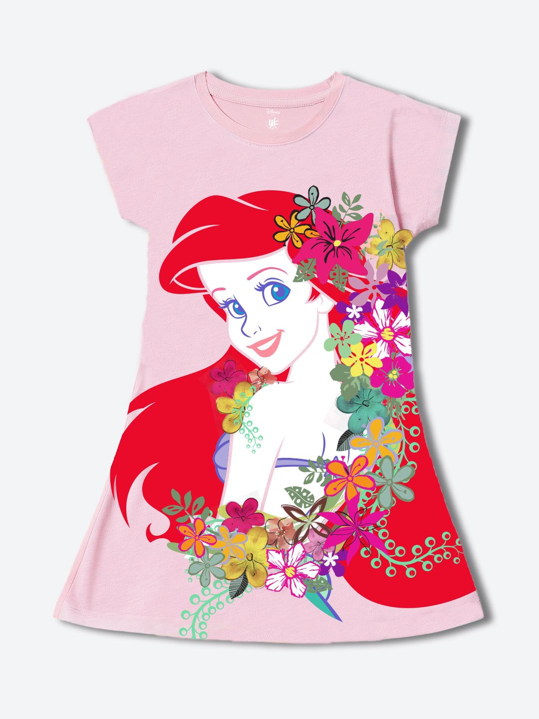 

YK Disney Girls Printed Cotton A-Line Dress, Pink