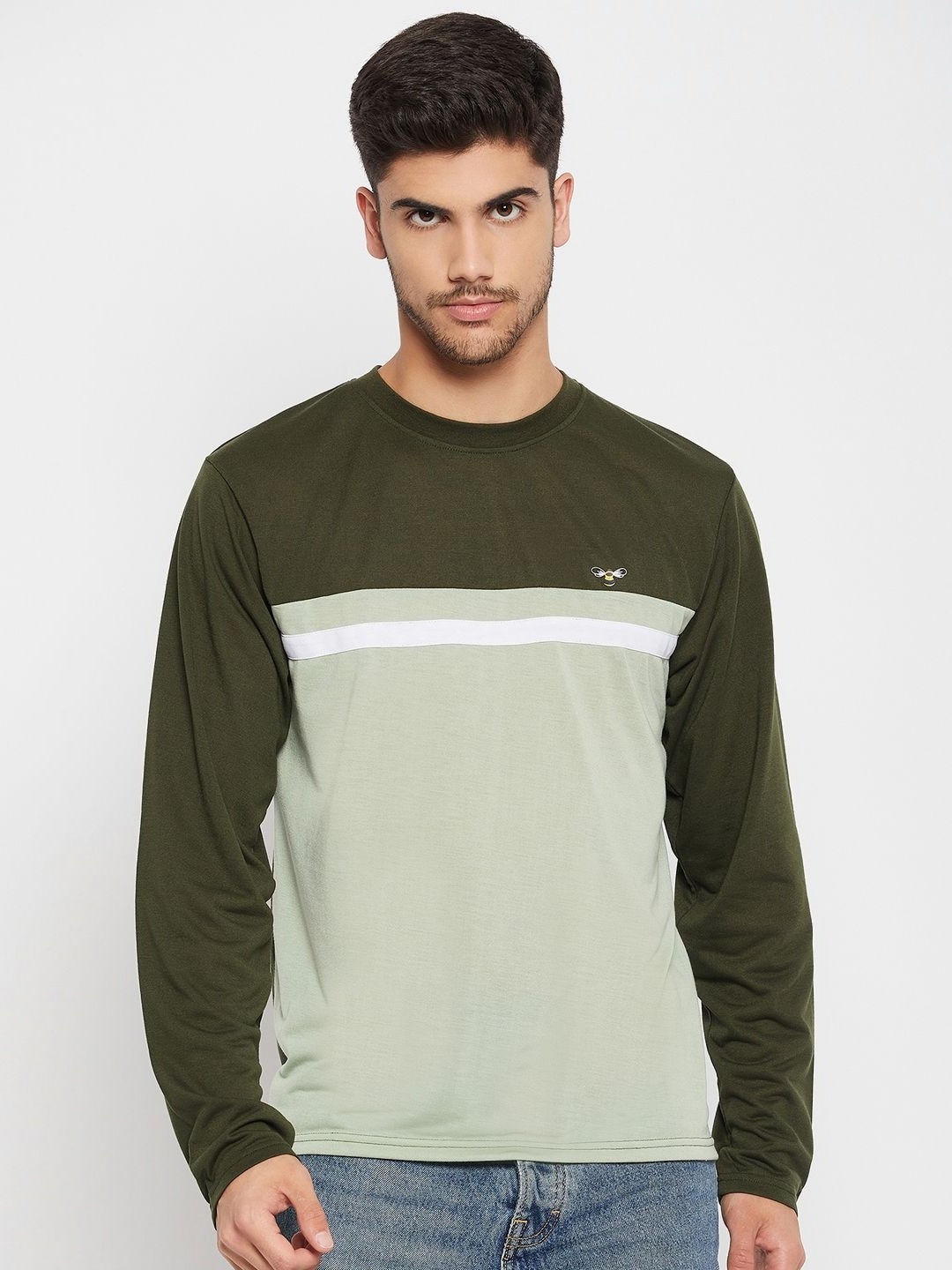 

AUXAMIS Men Colourblocked Pockets T-shirt, Olive