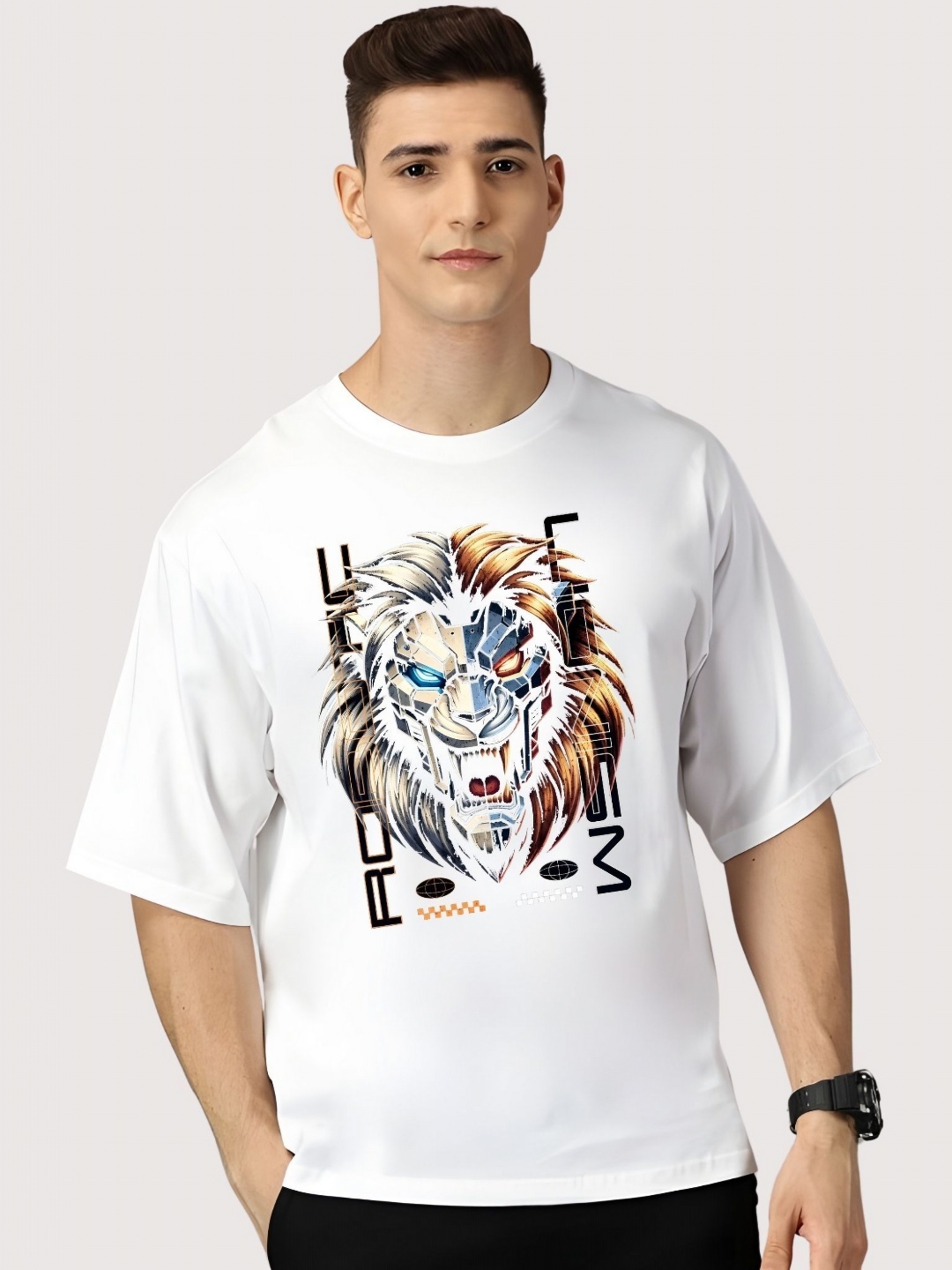 

Moda Rapido Men Graphic Printed Round Neck Cotton Relaxed Fit T-shirt, White