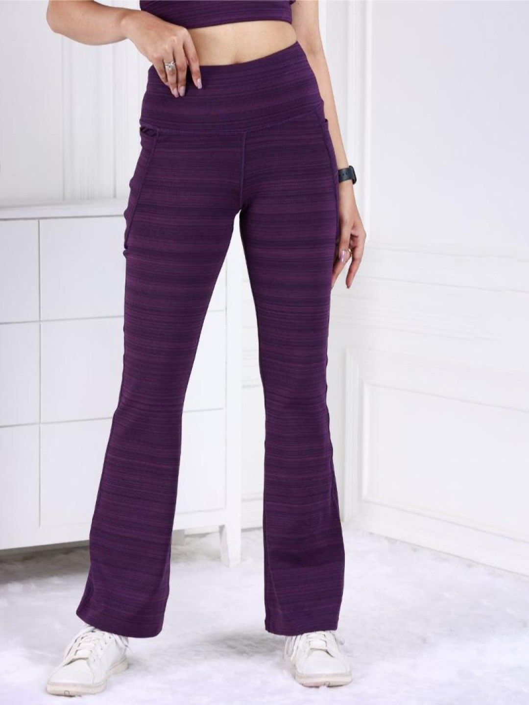 

Mlada Women Original High-Rise Lint Free Trousers, Purple
