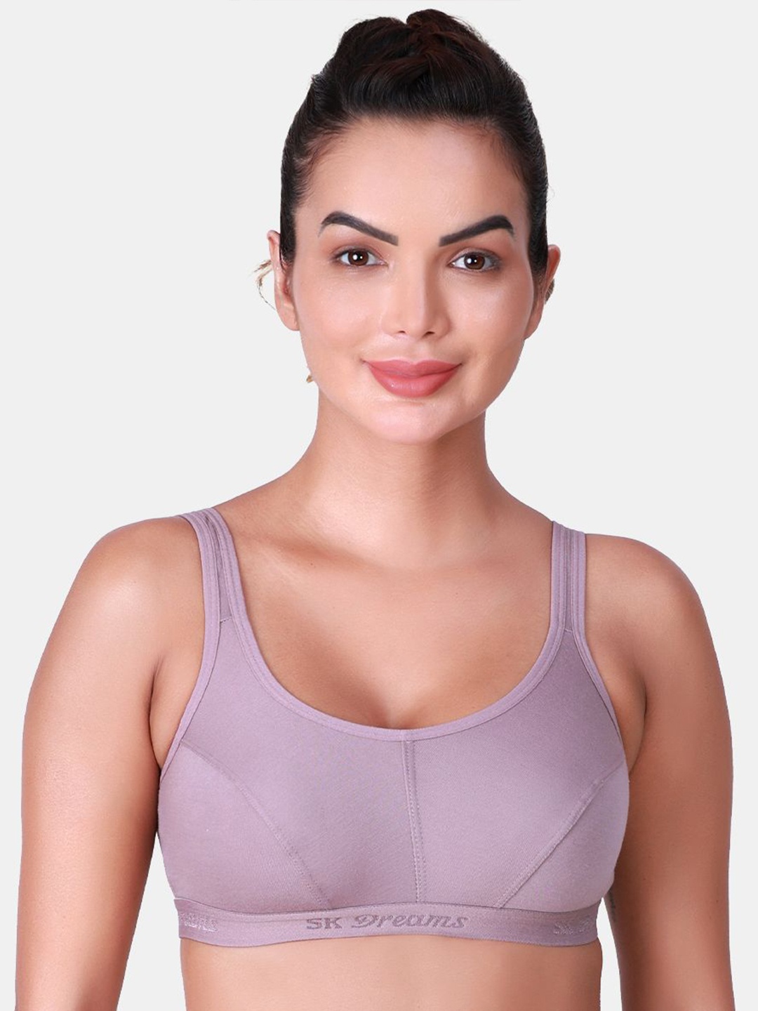 

SKDREAMS Women Full Coverage Cotton Sports Bra, Grey