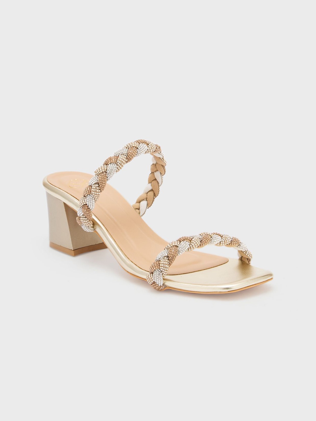 

Sole To Soul Women Embellished Block Sandals, Gold