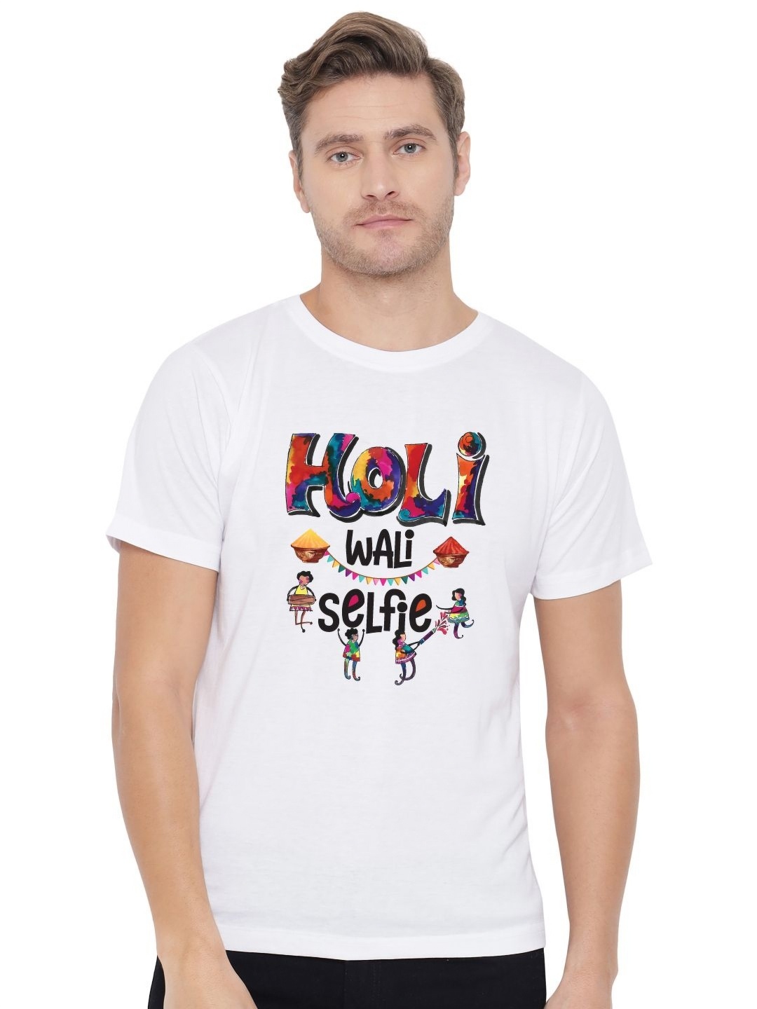 

FFLIRTYGO Men Graphic Printed Round Neck Cotton T-shirt, White