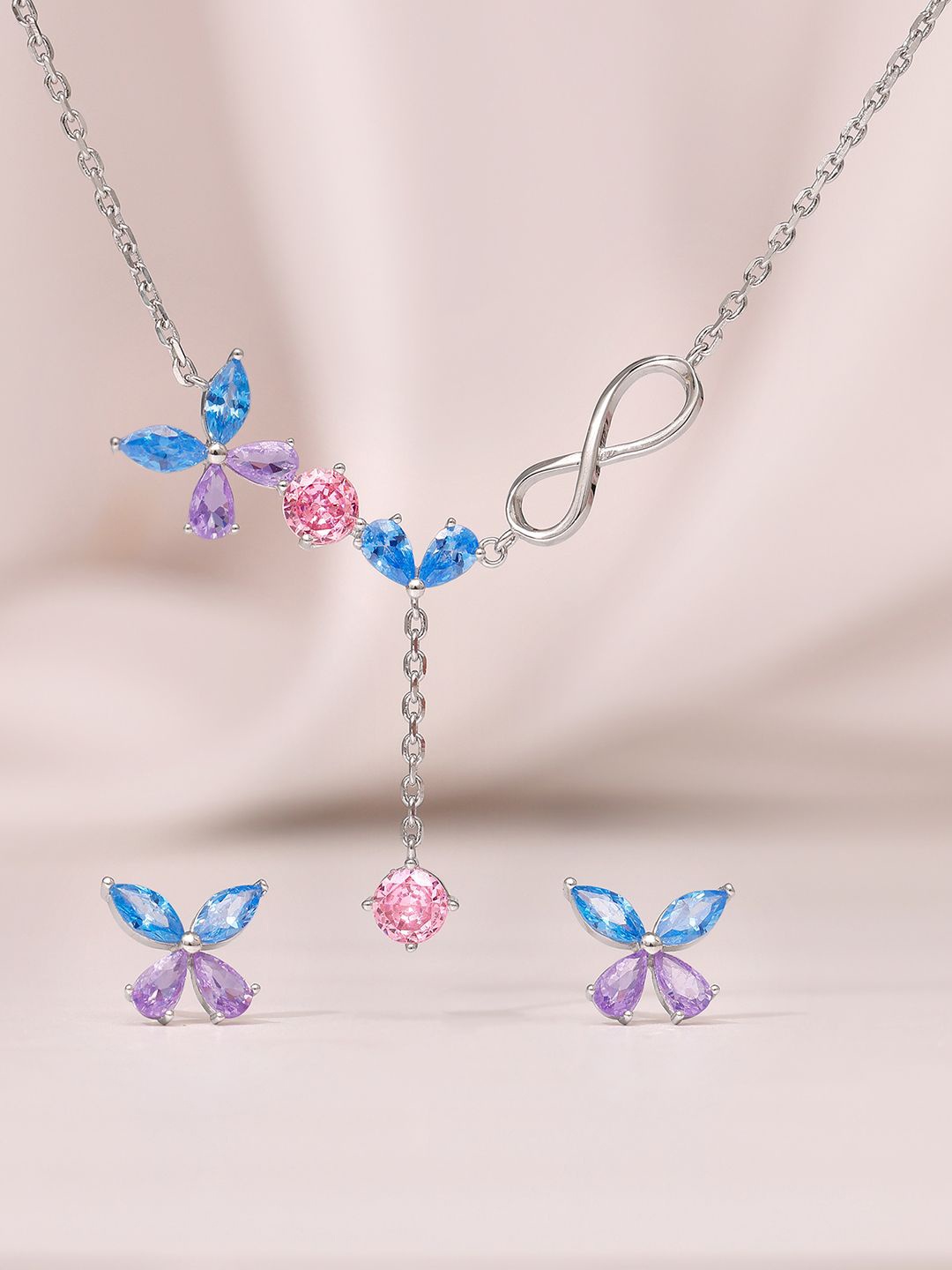 

GIVA 92.5 Sterling Silver Rhodium-Plated CZ-Studded Pendant and Earrings