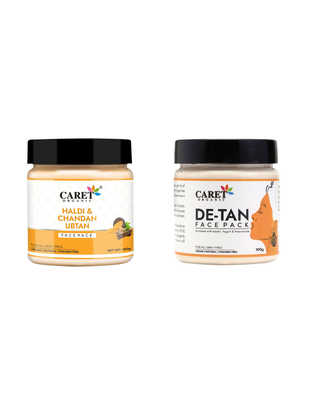 

CARET ORGANIC Set Of 2 Haldi & Chandan Ubtan & De-Tan Face-Pack - 100 g Each, Beige