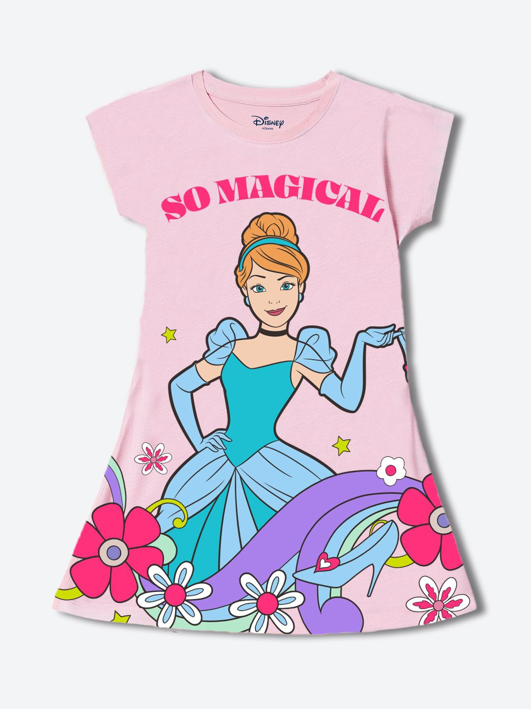 

YK Disney Girls Printed A-Line Dress, Pink
