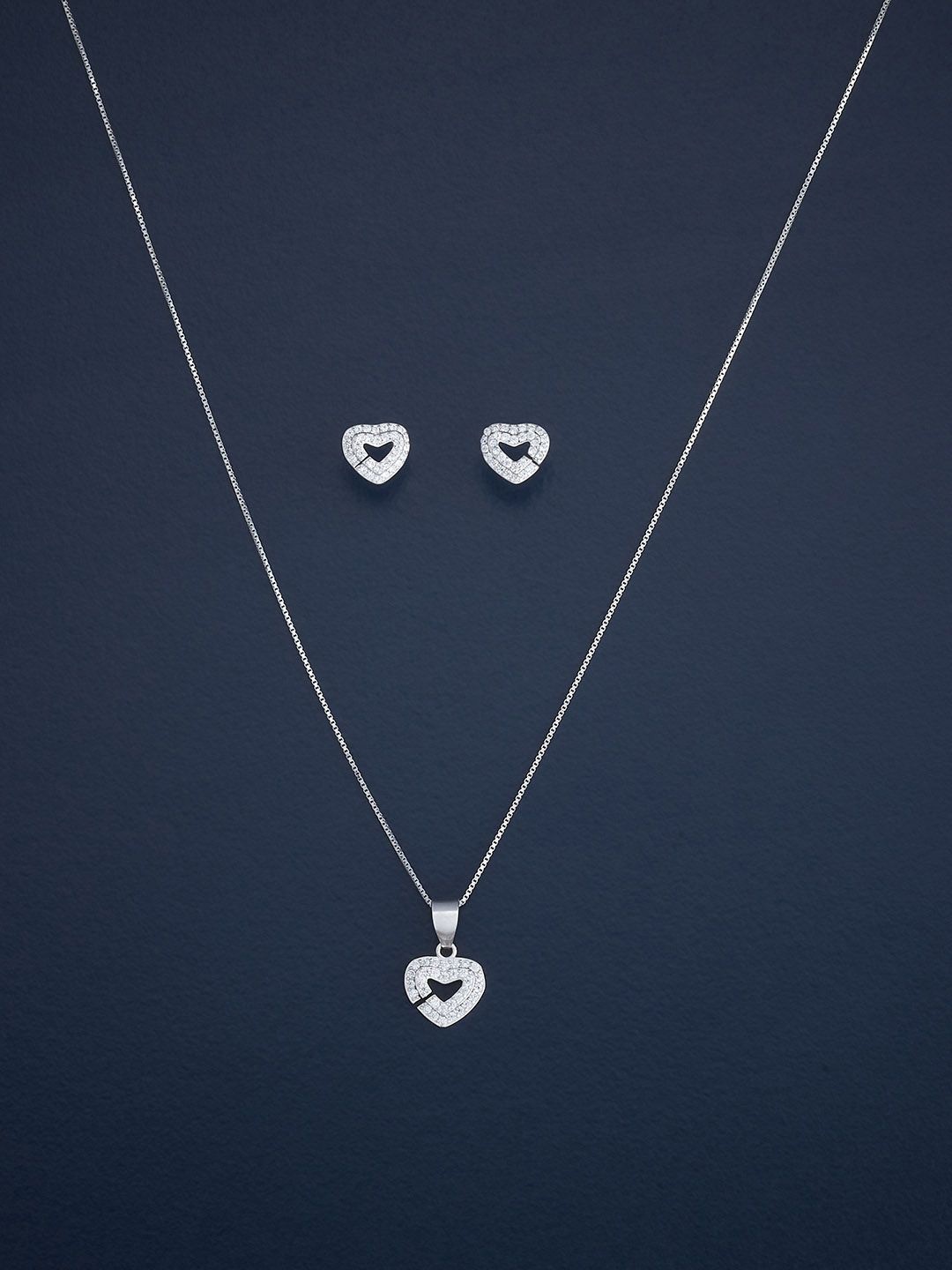 

Kushal's Fashion Jewellery Sterling Silver Rhodium-Plated CZ Studded Jewellery Set