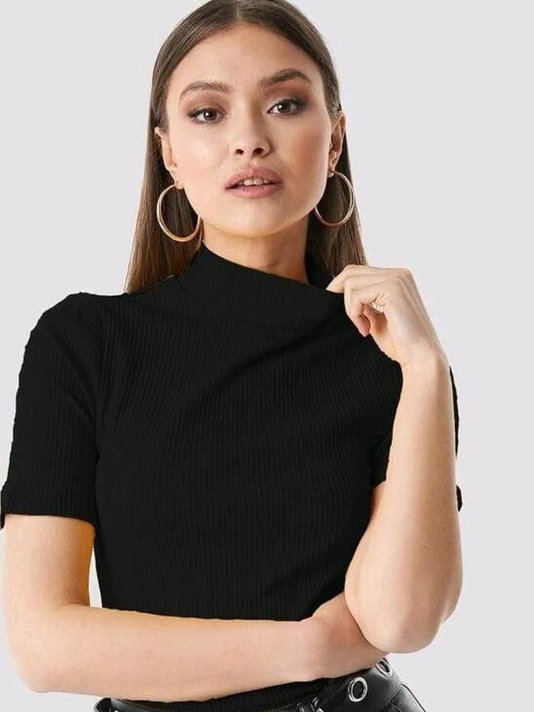 

KASHIAN Women High Neck Top, Black