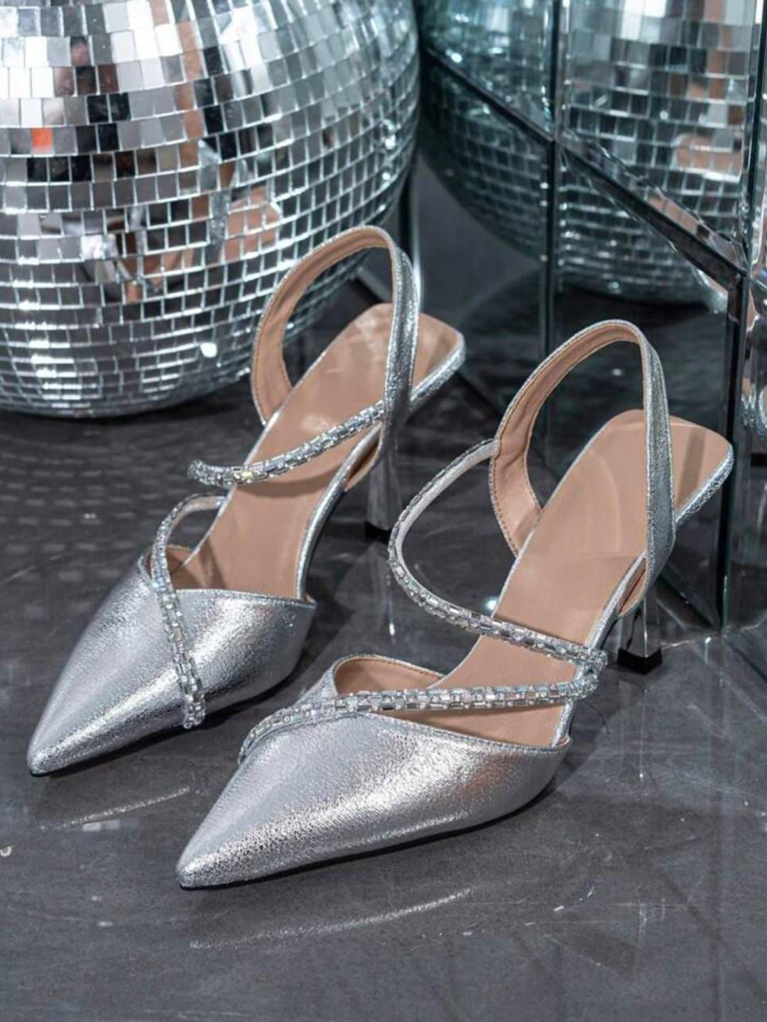

LUXY SHOE Women Embellished Stiletto Heels Pumps, Silver