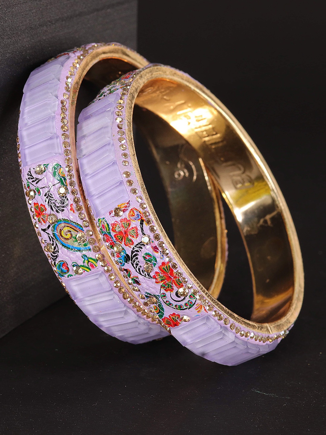 

ZULKA Set of 2 Cubic Zirconia-Studded Bangles, Purple