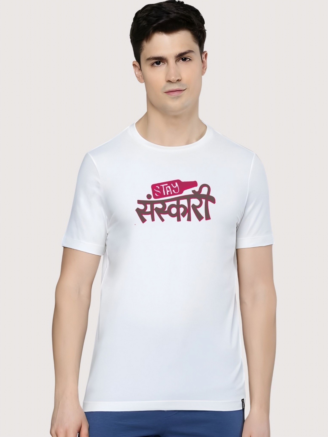 

Moda Rapido Men Typography Printed Round Neck Cotton T-shirt, White