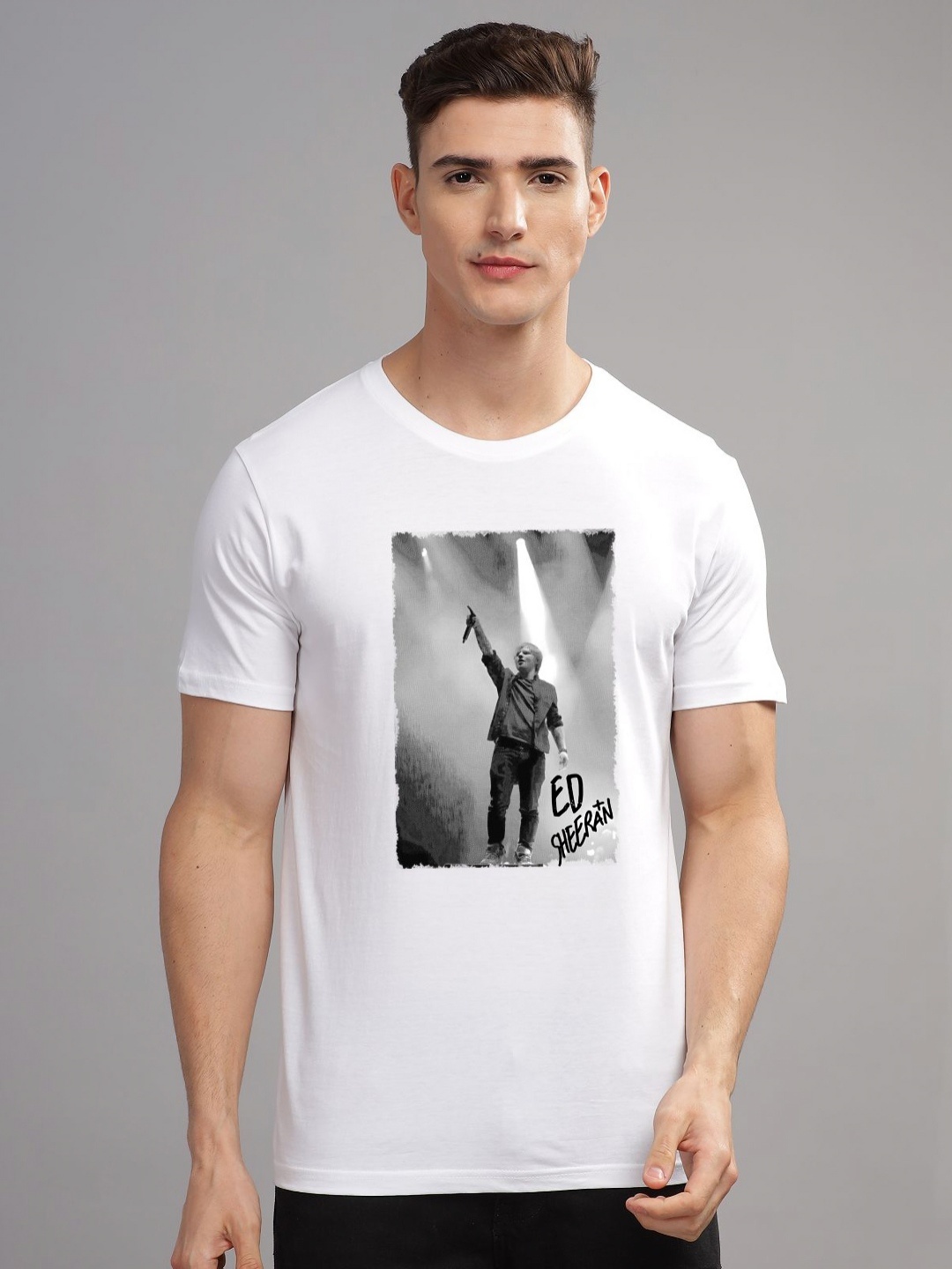 

ADRO Men Graphic Printed Round Neck Cotton T-shirt, White