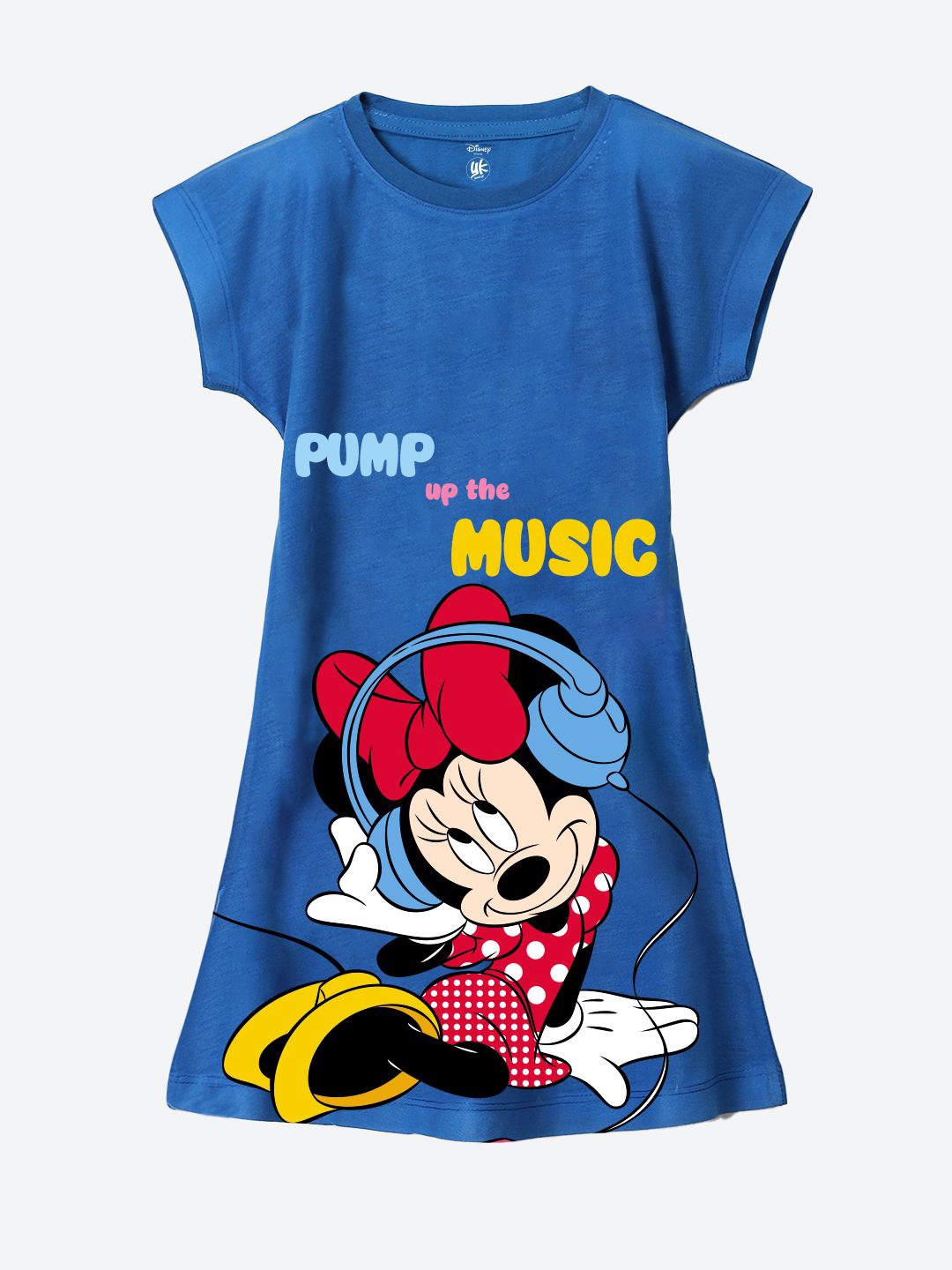 

YK Disney Print Cartoon Characters A-Line Dress, Blue