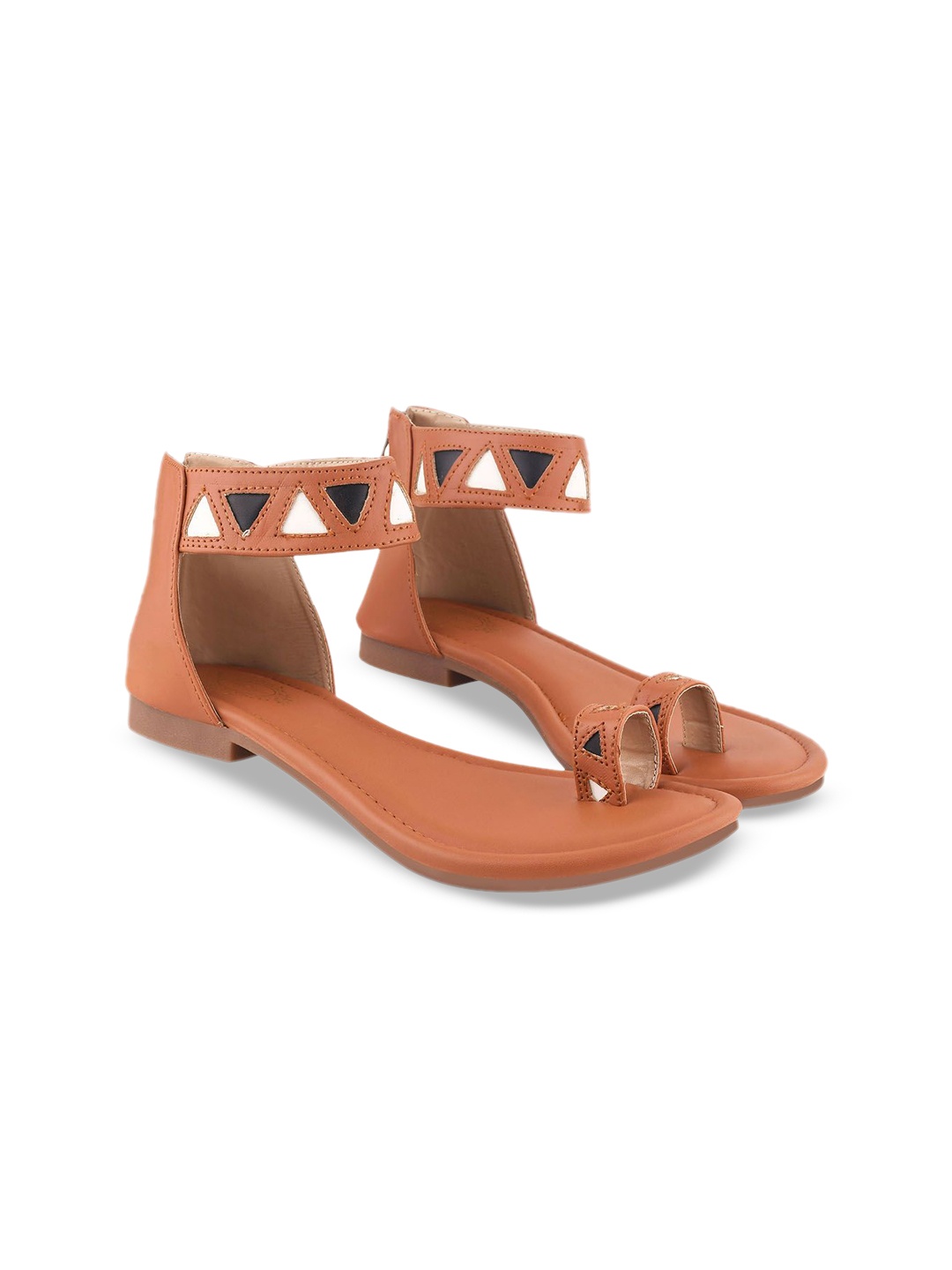 

Shoetopia Girls Embellished Ethnic One Toe Flats with Embroidered, Tan