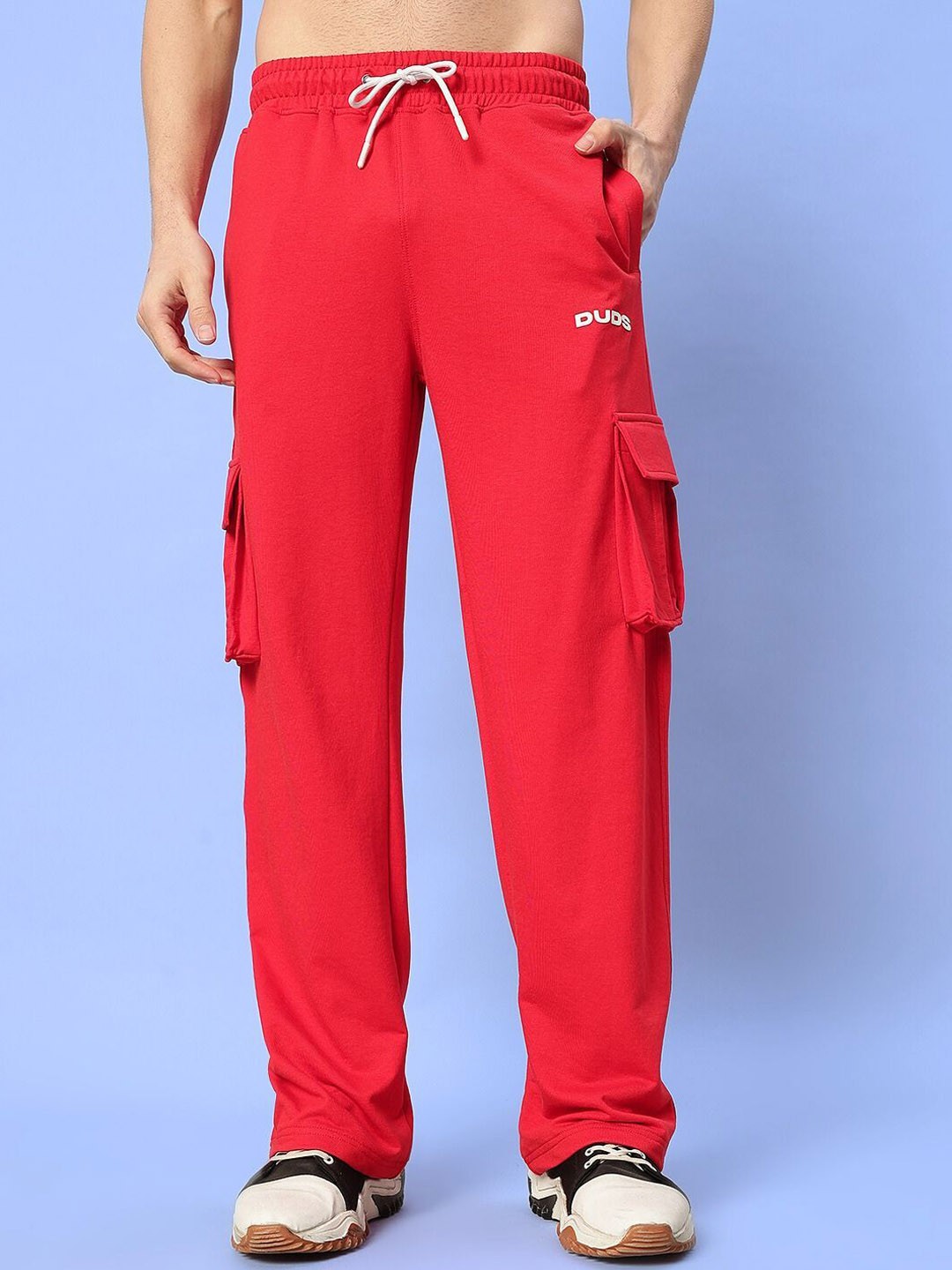 

WEARDUDS Men Printed 5 Pockets Relaxed Fit Track Pants, Red
