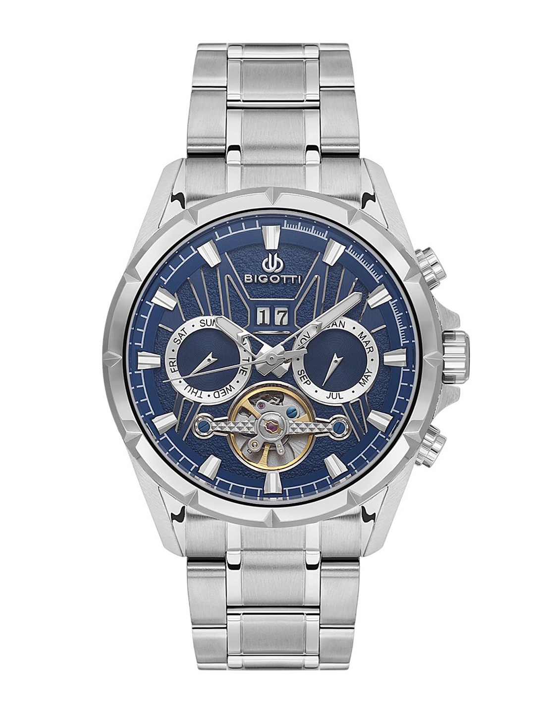 

BIGOTTI Men Skeleton Dial & Bracelet Style Straps Analogue Watch BG.1.10597-3, Blue
