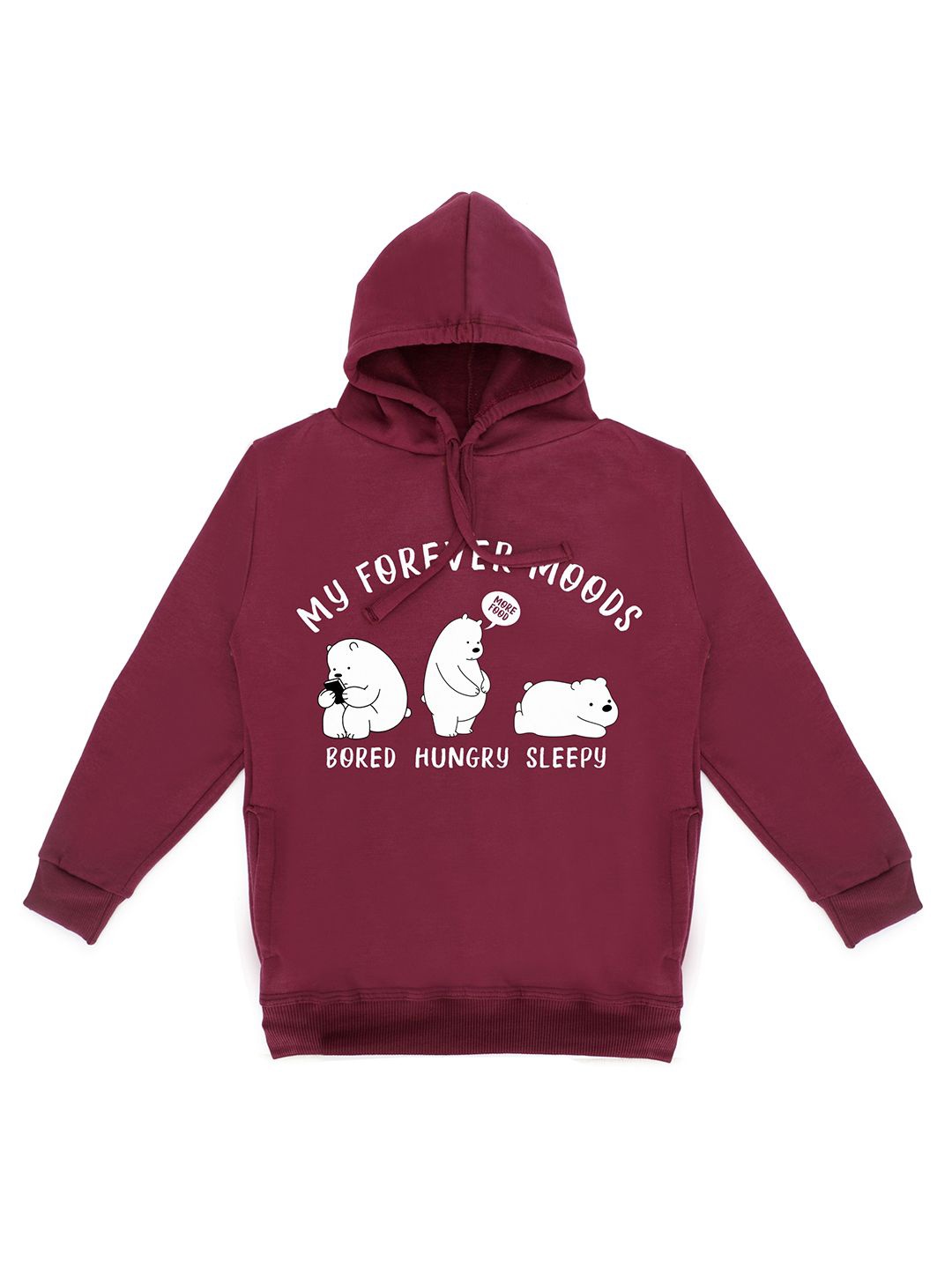 

Fabvio Plus Kids Printed Hooded Pullover Sweatshirt, Burgundy