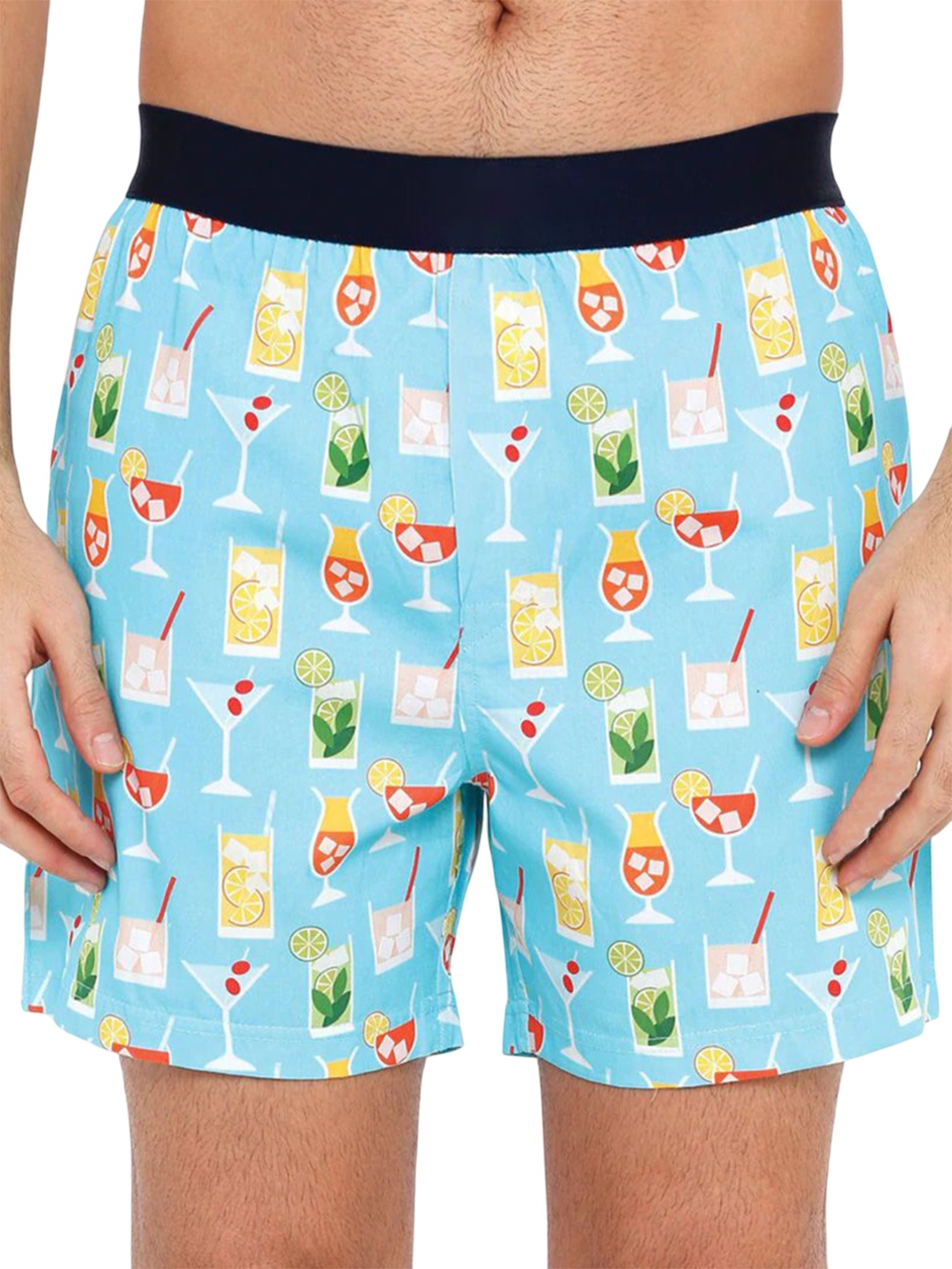 

ELLITI Men Pure Cotton Printed Boxers Bo_Sky_Jucy_M-Sky, Blue