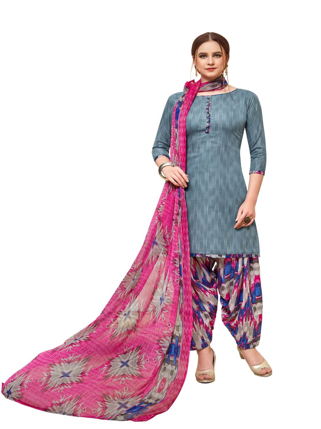 

HERE&NOW Embellished Unstitched Dress Material, Grey