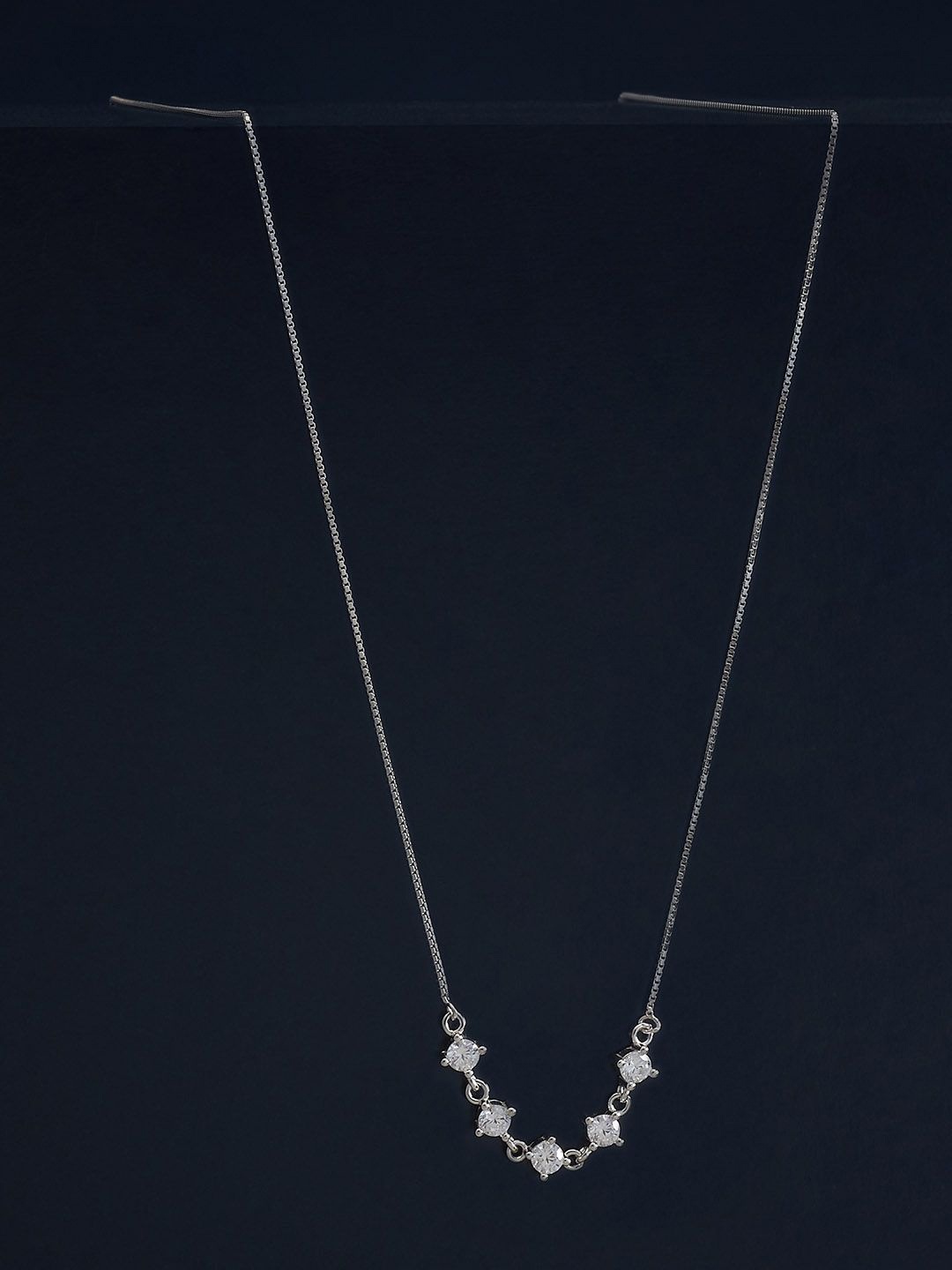 

Kushal's Fashion Jewellery 92.5 Silver Rhodium Plated Zircon Studded Pendant