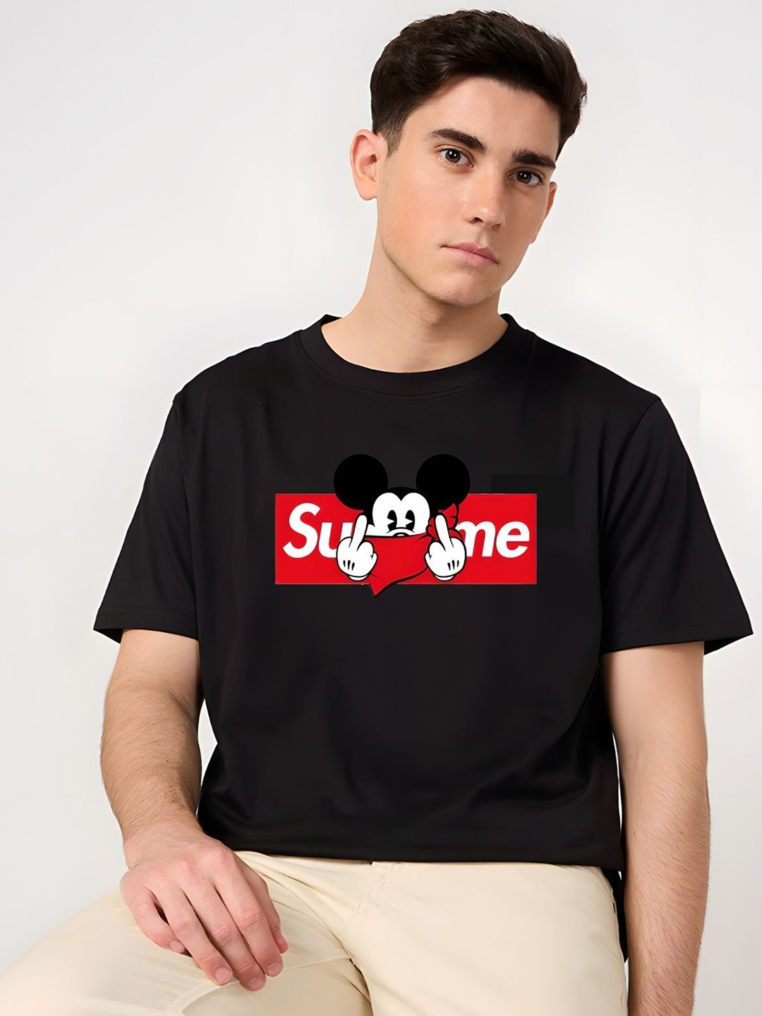 

Moda Rapido Men Drop-Shoulder Sleeves T-shirt, Black