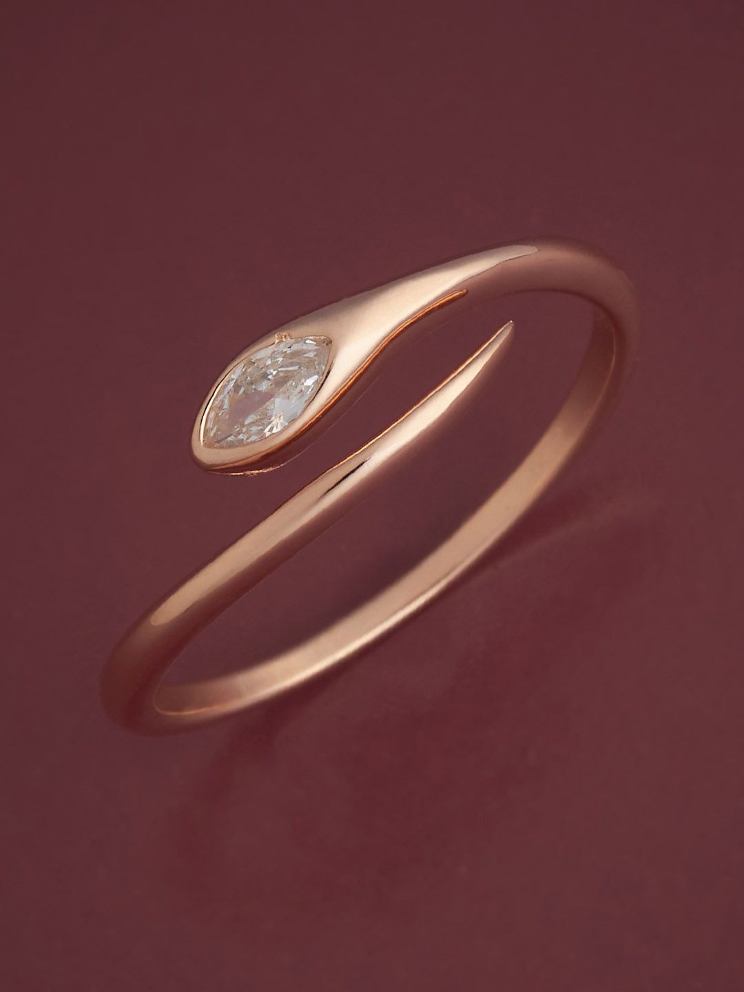 

Kushal's Fashion Jewellery Sterling Silver Rose Gold-Plated CZ Studded Temple Finger Ring