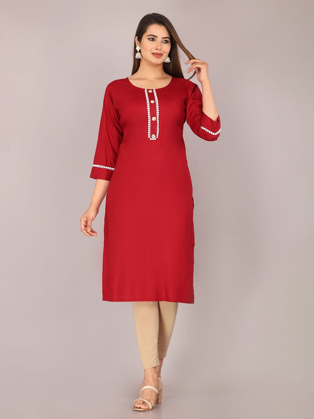 

Mahira's Comfort Round Neck Straight Kurta, Maroon