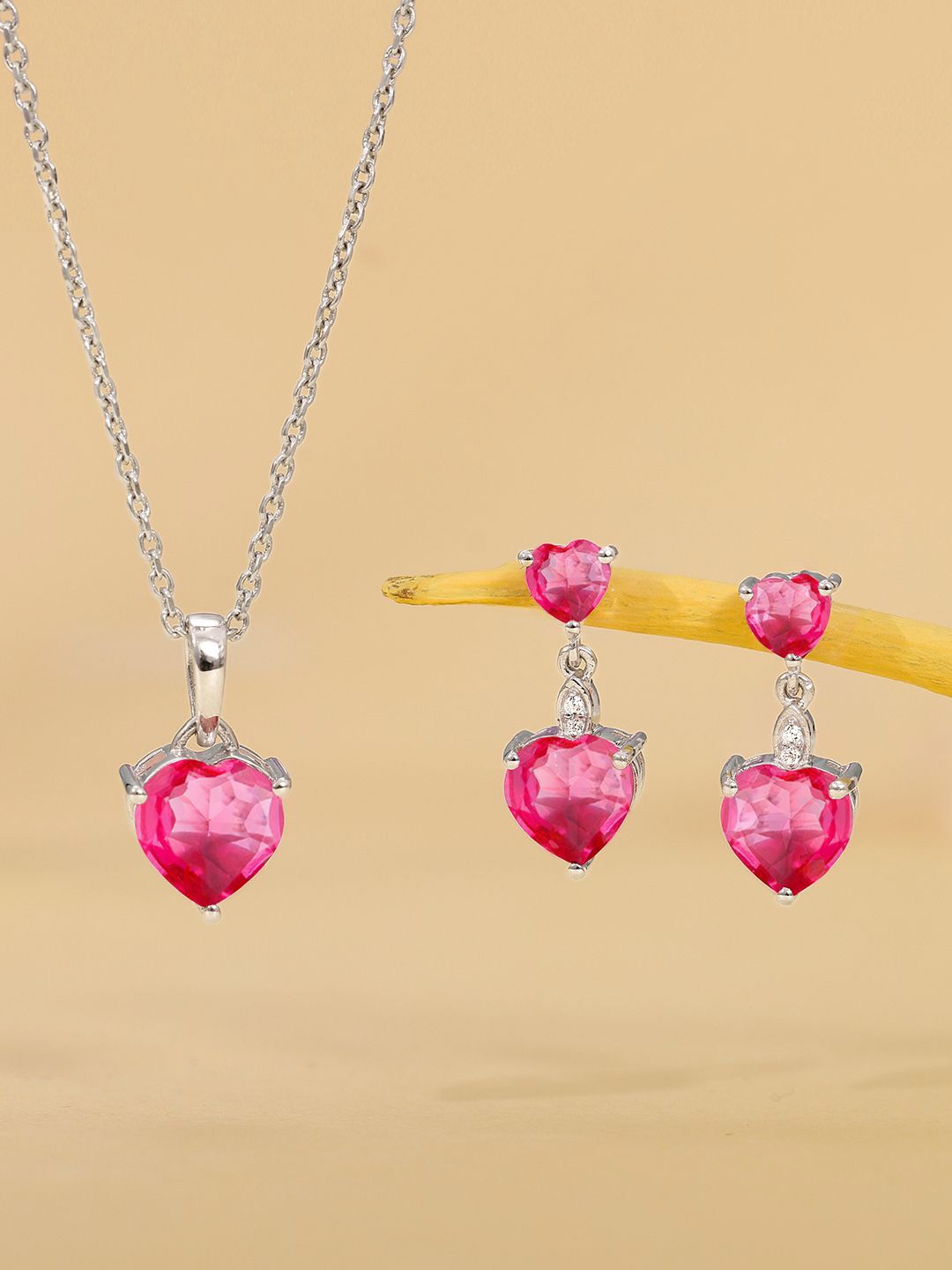 

GIVA 92.5 Sterling Silver Rhodium-Plated CZ-Studded Pendant and Earrings