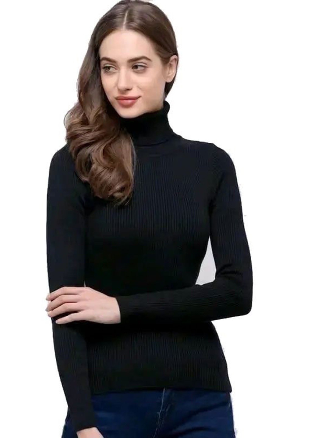 

SRISARAS Women High Neck Fitted Top, Black