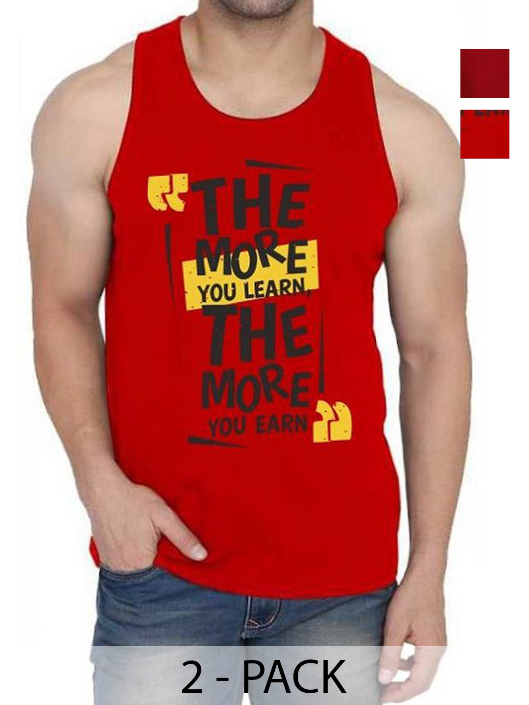 

WOOSTRO Men Typography Printed Round Neck Cotton Slim Fit T-shirt, Red